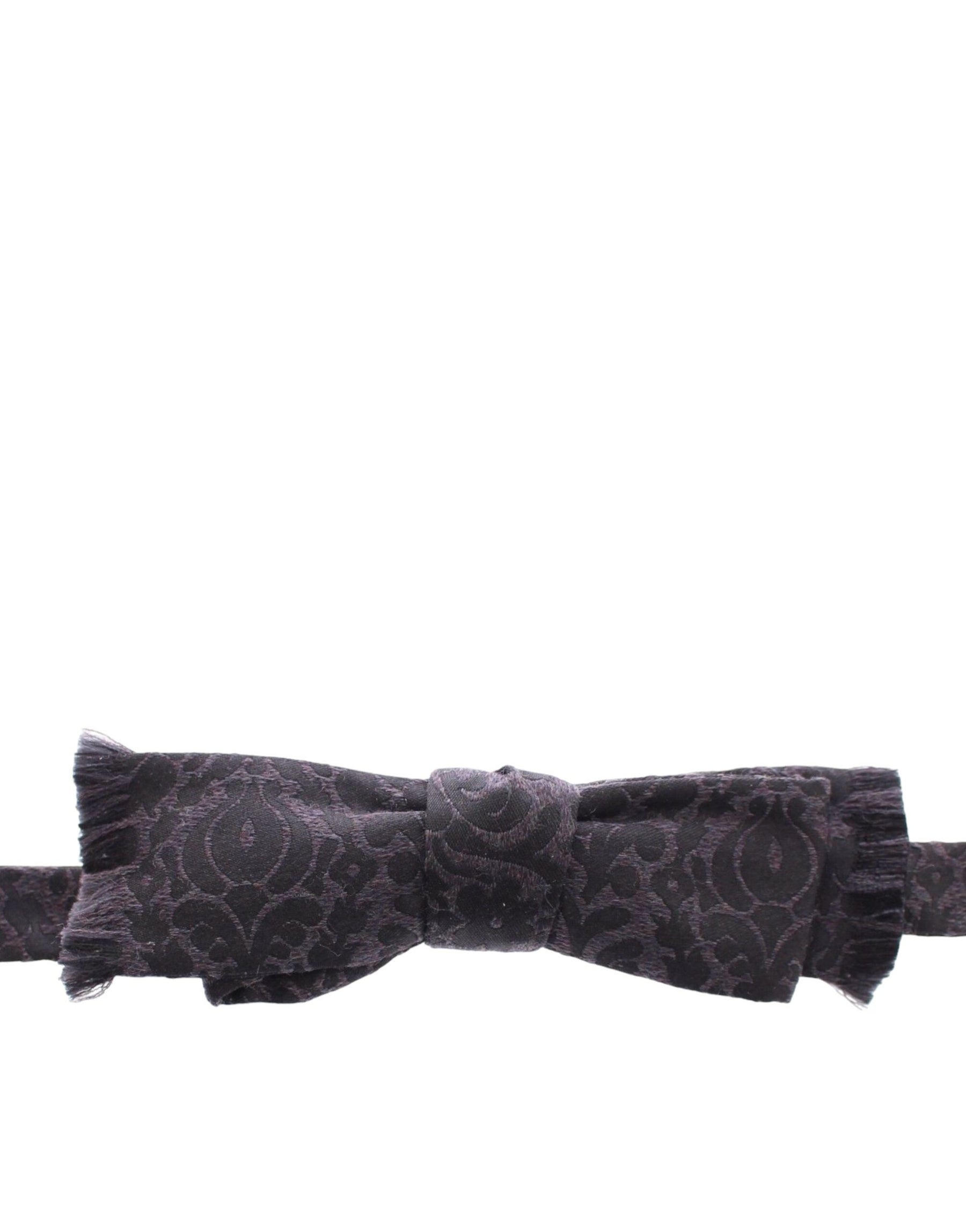 Dolce & Gabbana Gray Black Wool Silk Bow Tie | Regal Royce