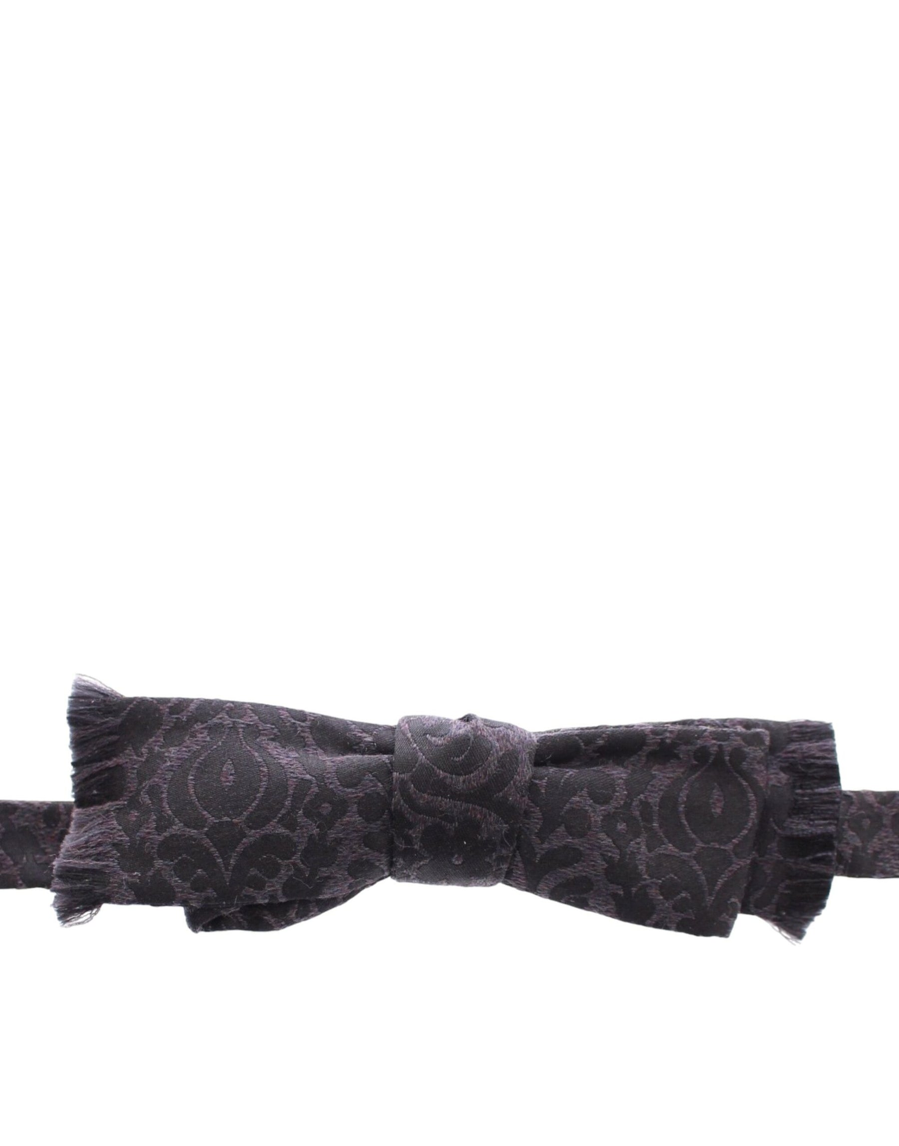 Dolce & Gabbana Gray Black Wool Silk Bow Tie | Regal Royce