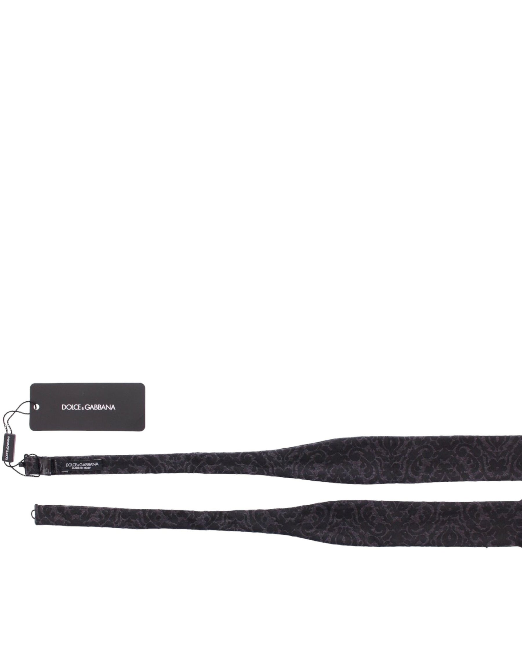 Dolce & Gabbana Gray Black Wool Silk Bow Tie | Regal Royce