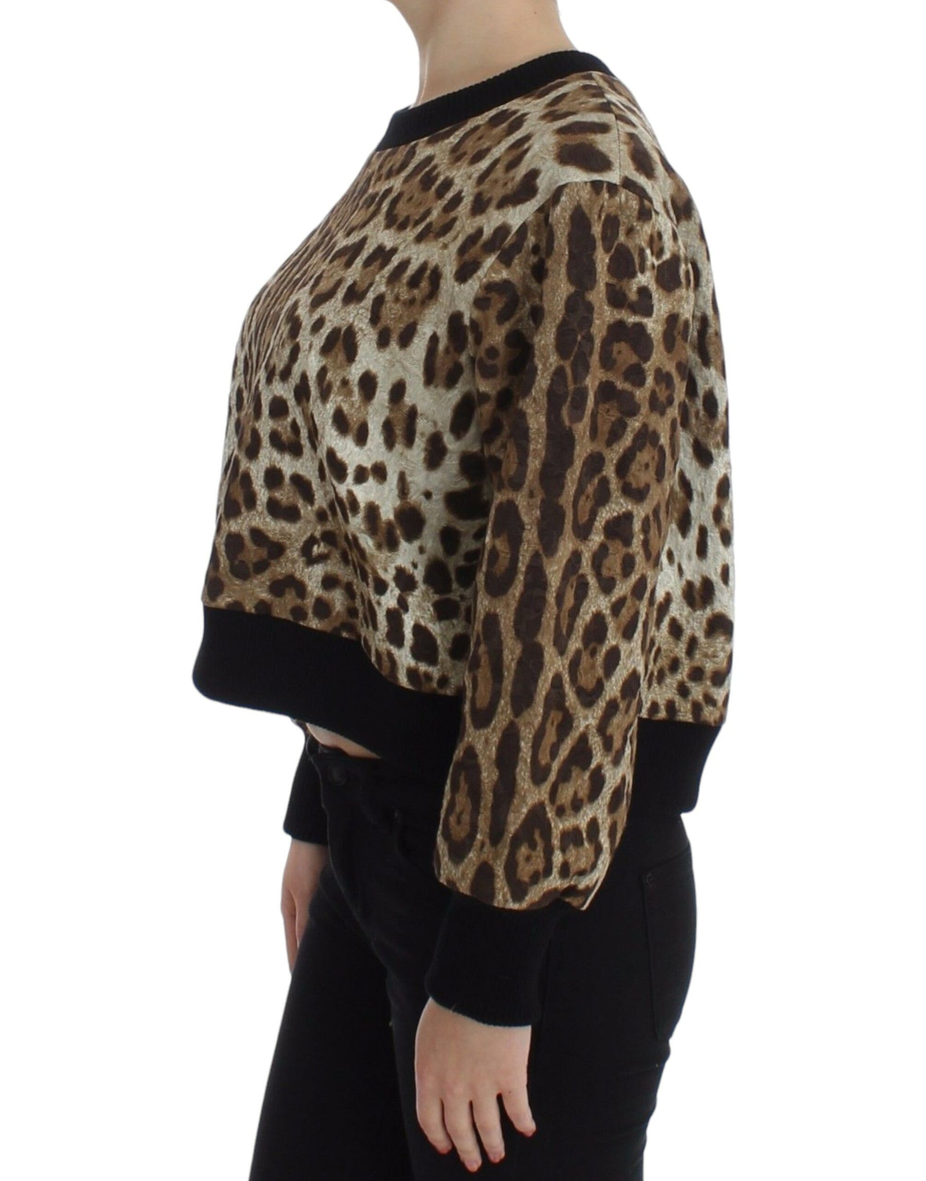 Dolce & Gabbana Leopard Print Crewneck Short Sweater | Regal Royce