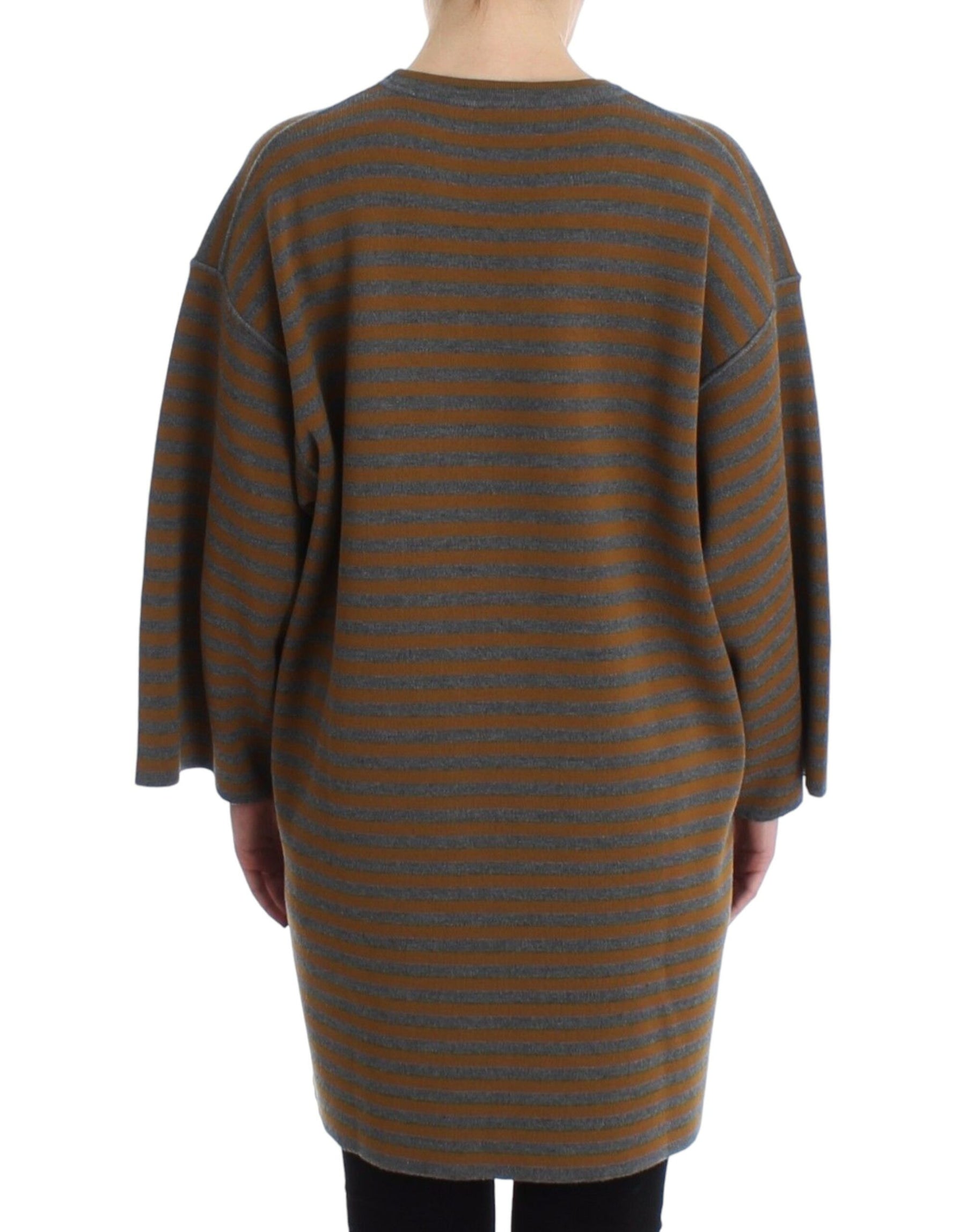 Dolce & Gabbana Oversized Gray Yellow Striped Sweater Top | Regal Royce