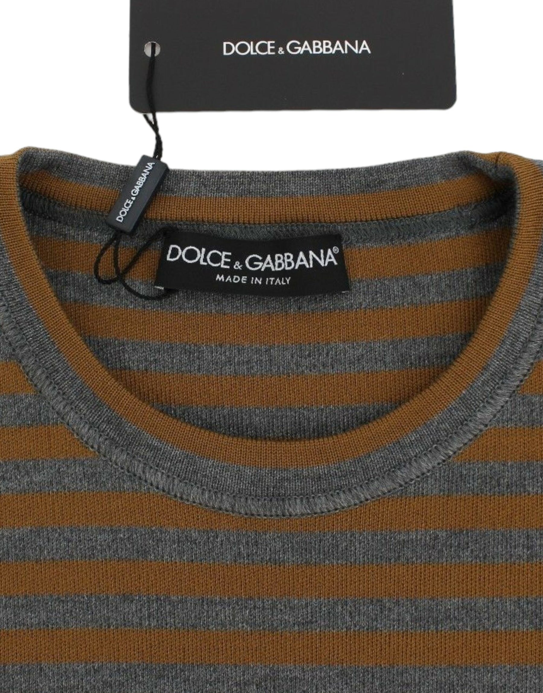 Dolce & Gabbana Oversized Gray Yellow Striped Sweater Top | Regal Royce