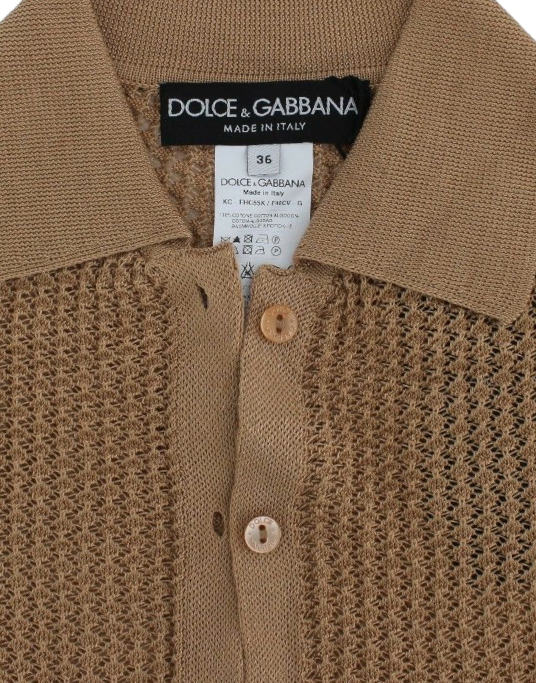 Dolce & Gabbana Beige Knitted Cotton Polo Cardigan Sweater | Regal Royce