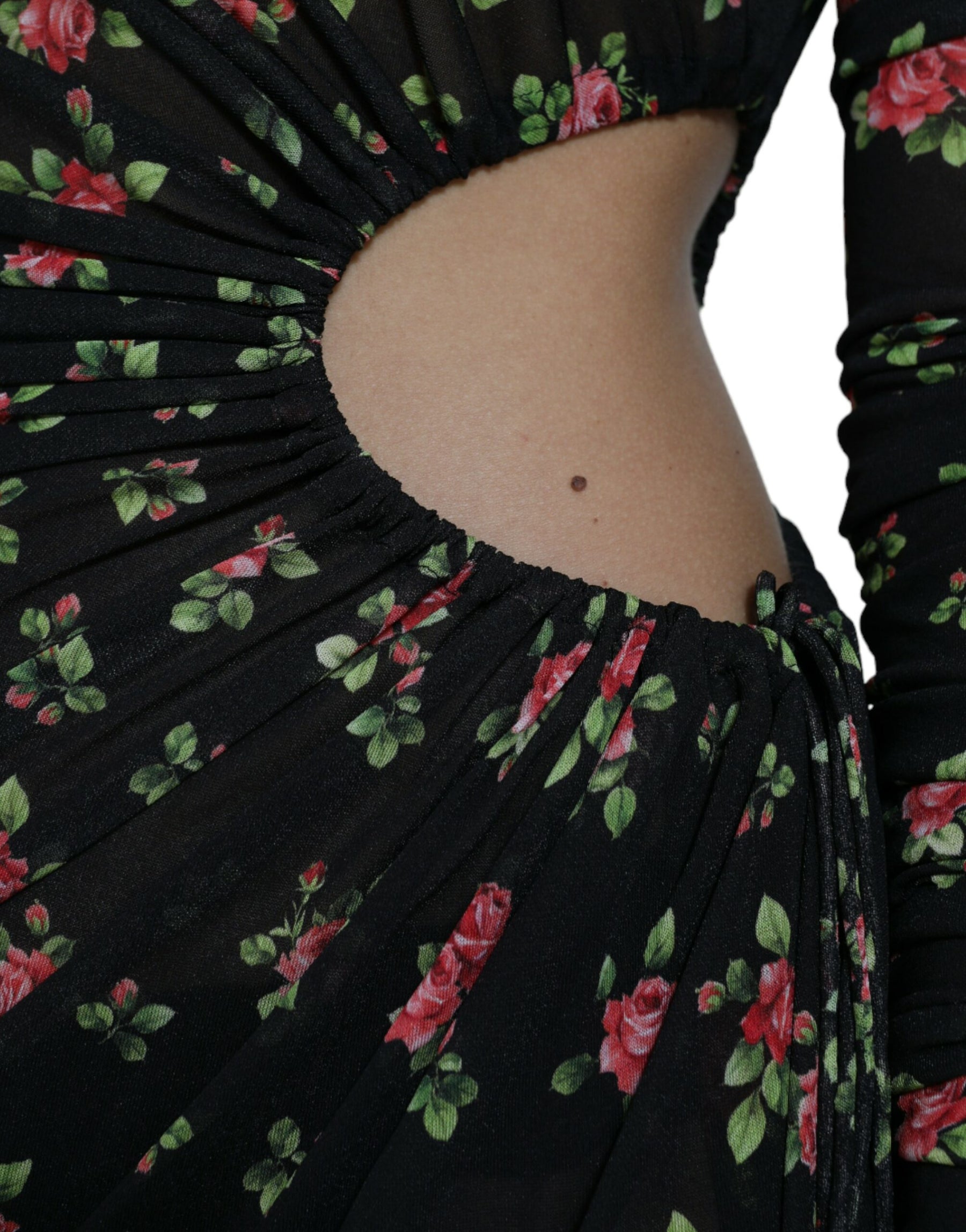 Dolce & Gabbana Black Floral Cut Out Sheath Long Maxi Dress | Regal Royce