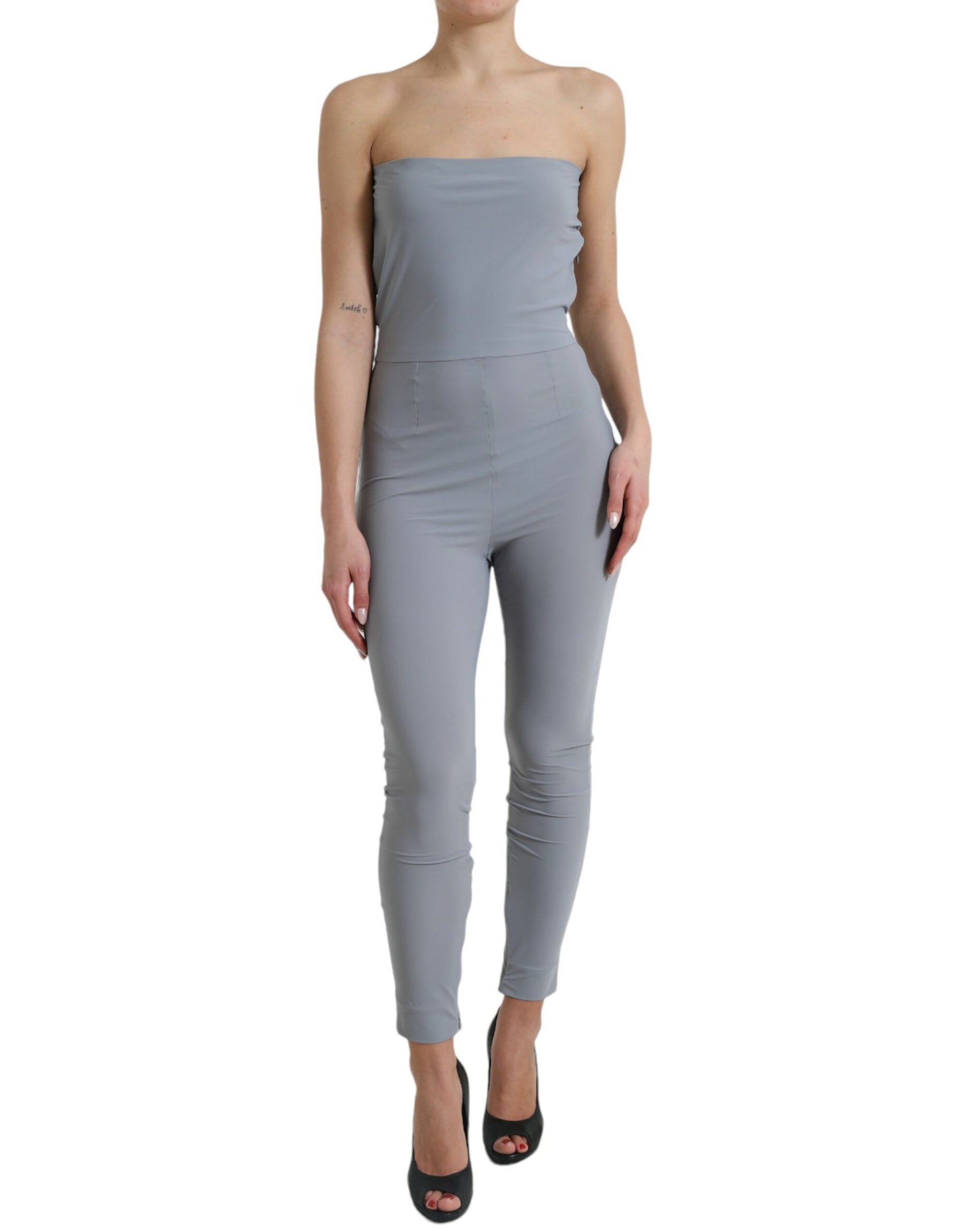 Dolce & Gabbana Gray Nylon Strapless Bodycon Jumpsuit Dress | Regal Royce