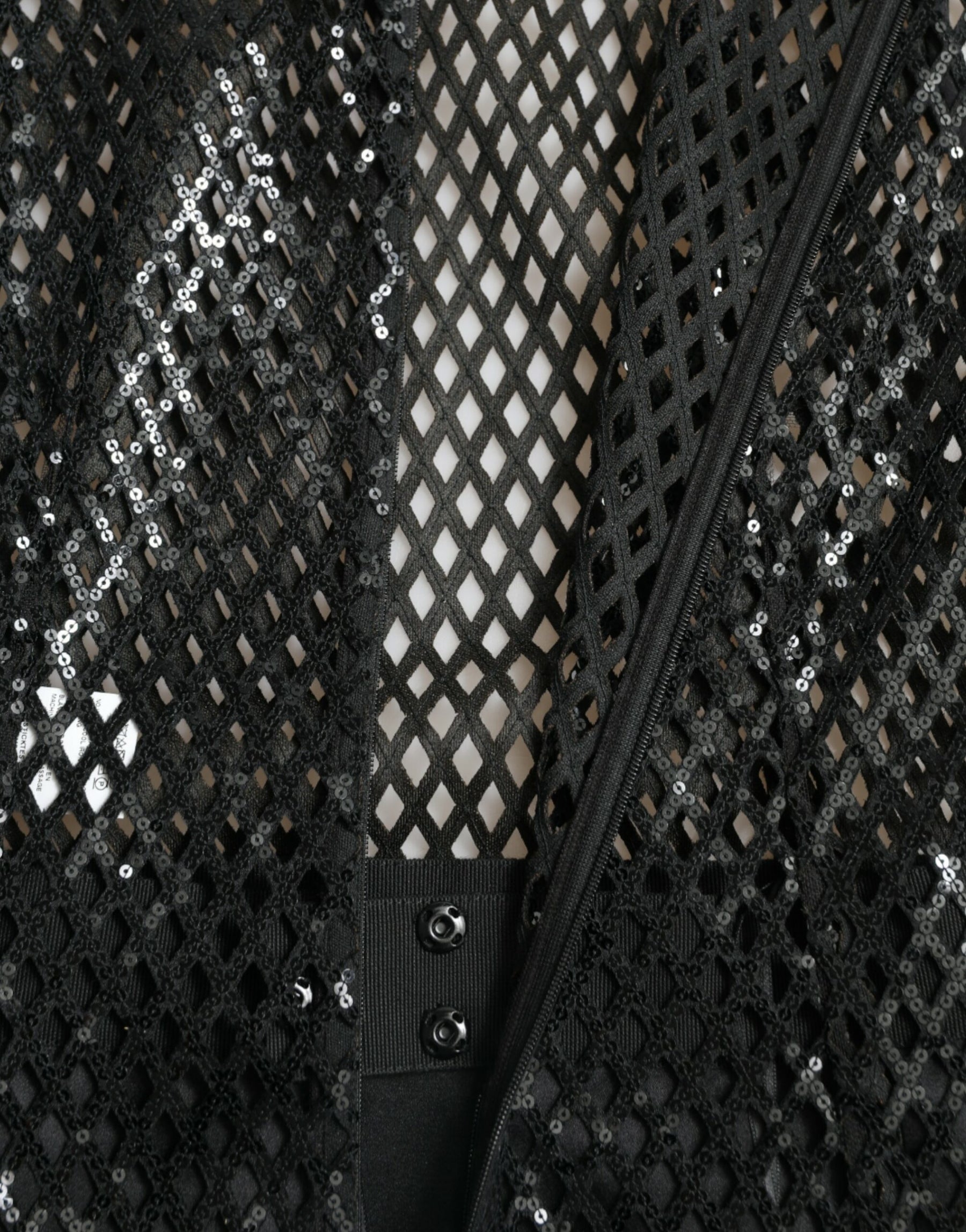 Dolce & Gabbana Black Sequined Sleeveless Mesh Layered Gown Dress | Regal Royce