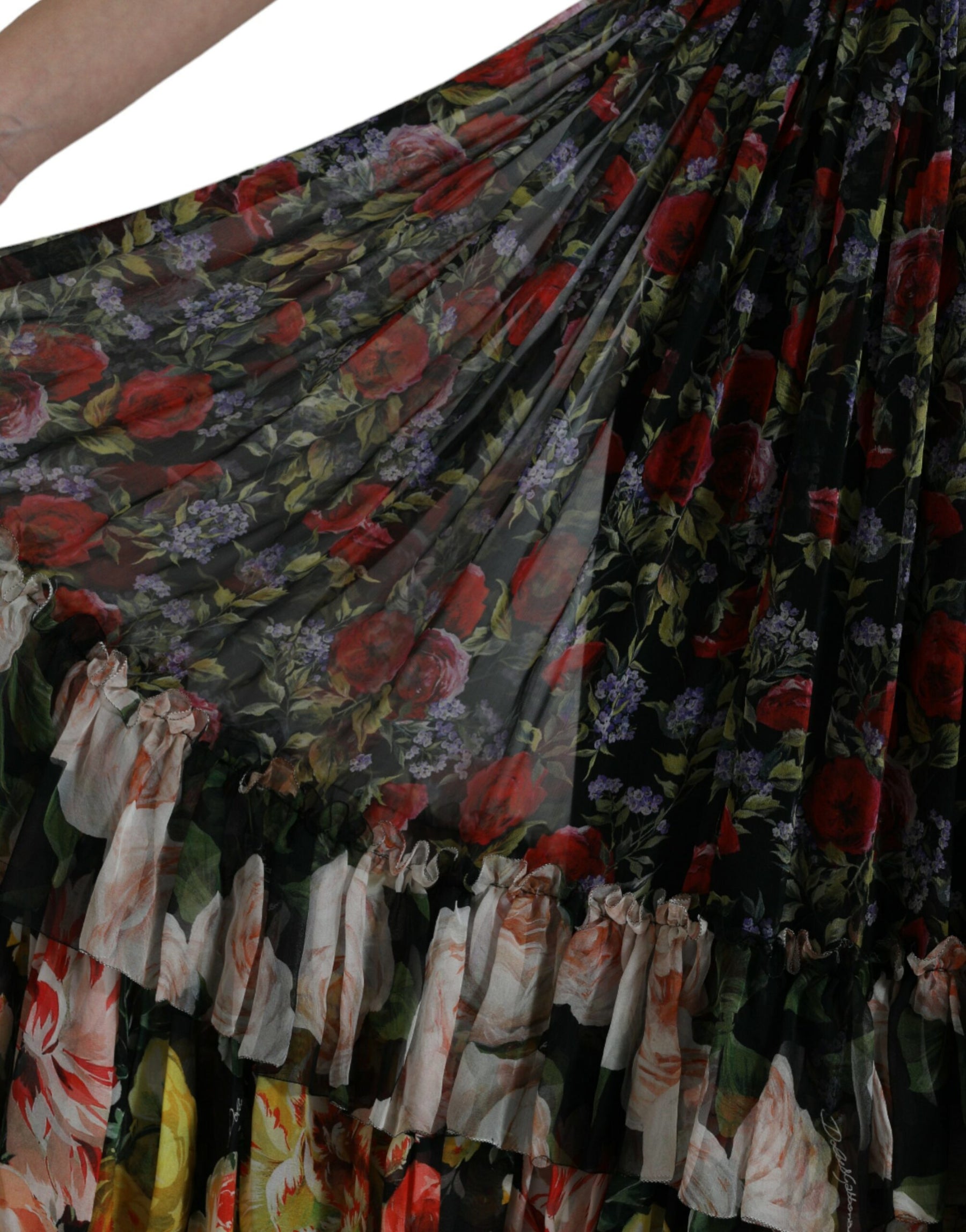 Dolce & Gabbana Multicolor Floral Chiffon Tiered Maxi Dress | Regal Royce