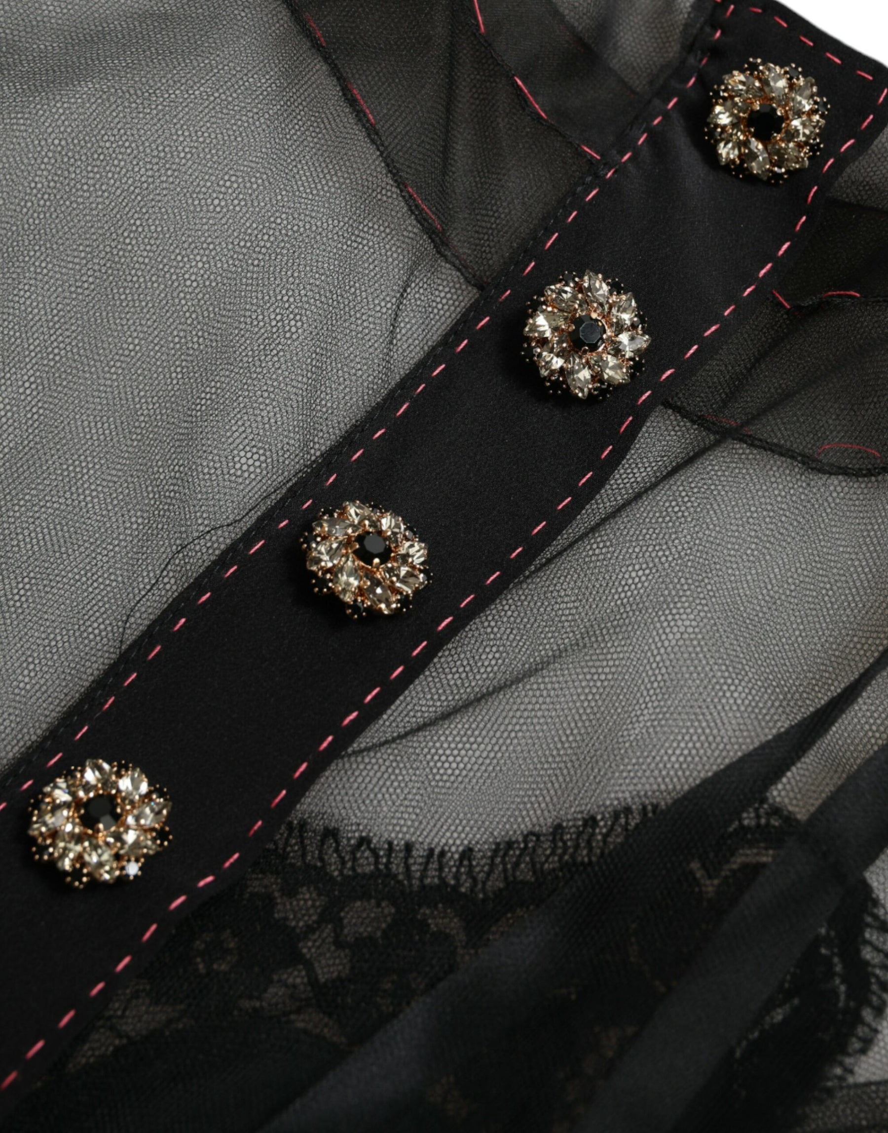 Dolce & Gabbana Black Floral Embroidery Mesh Tulle Gown Dress | Regal Royce