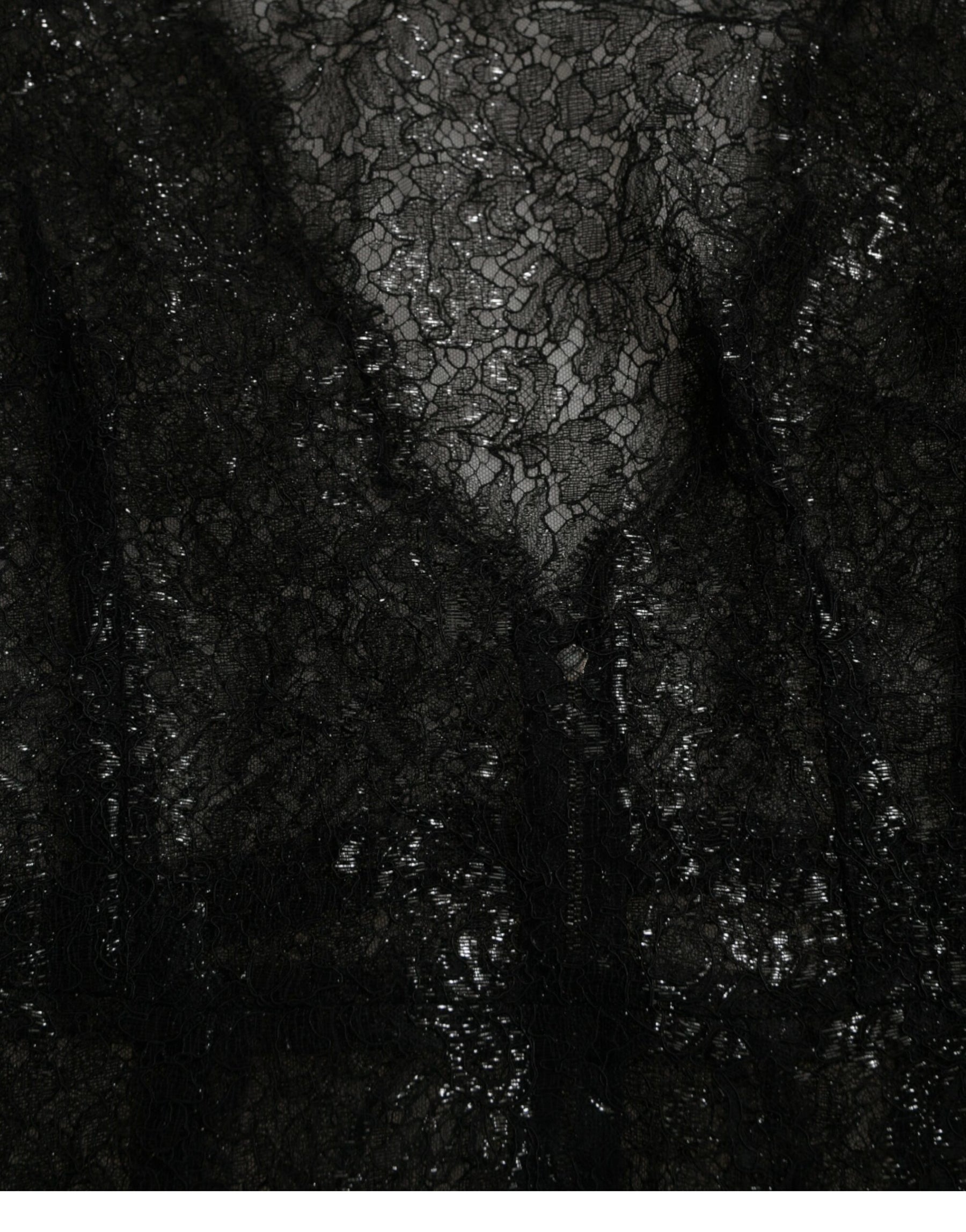 Dolce & Gabbana Black Floral Lace Sheer A-line Midi Dress | Regal Royce