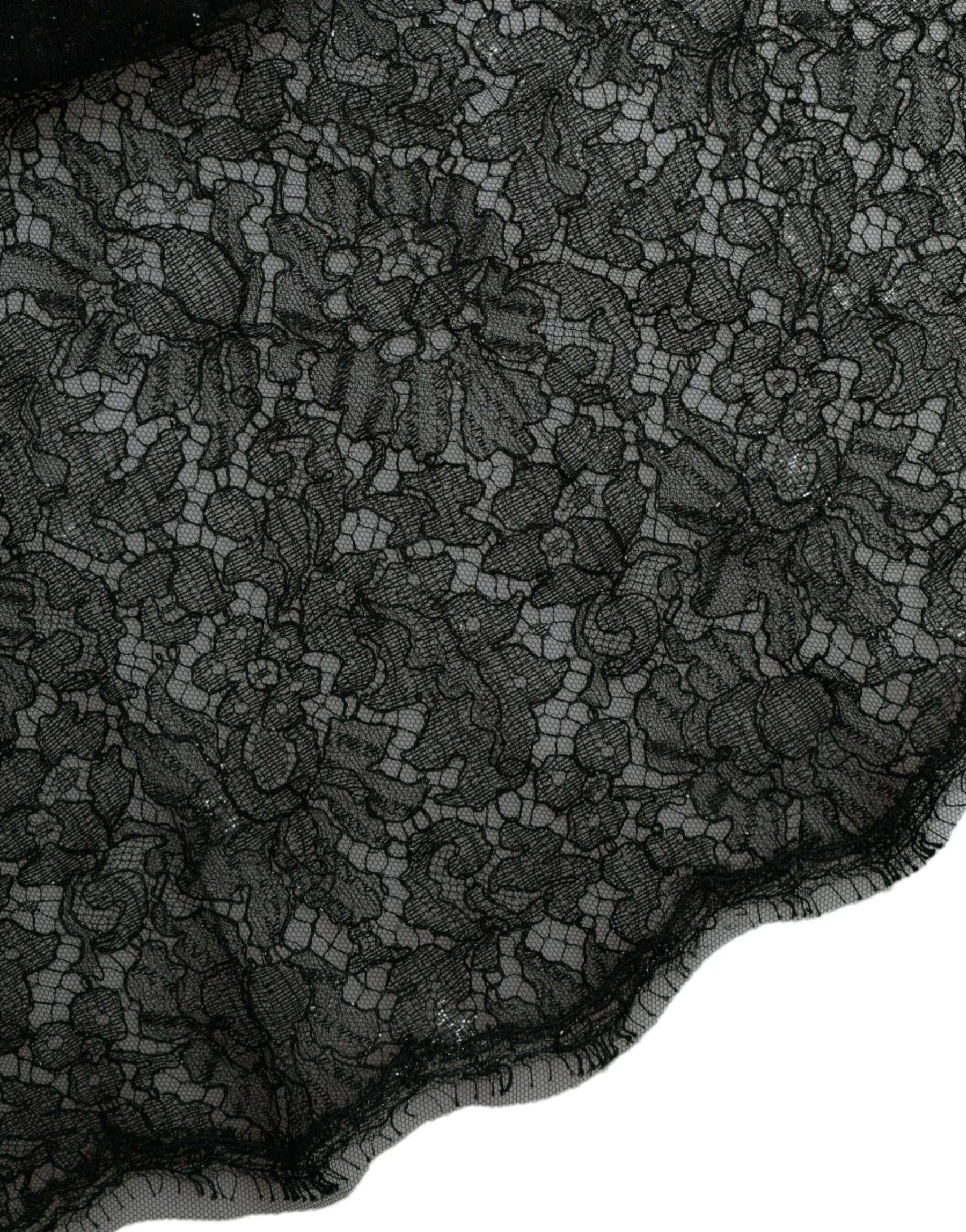 Dolce & Gabbana Black Floral Lace Sheer A-line Midi Dress | Regal Royce