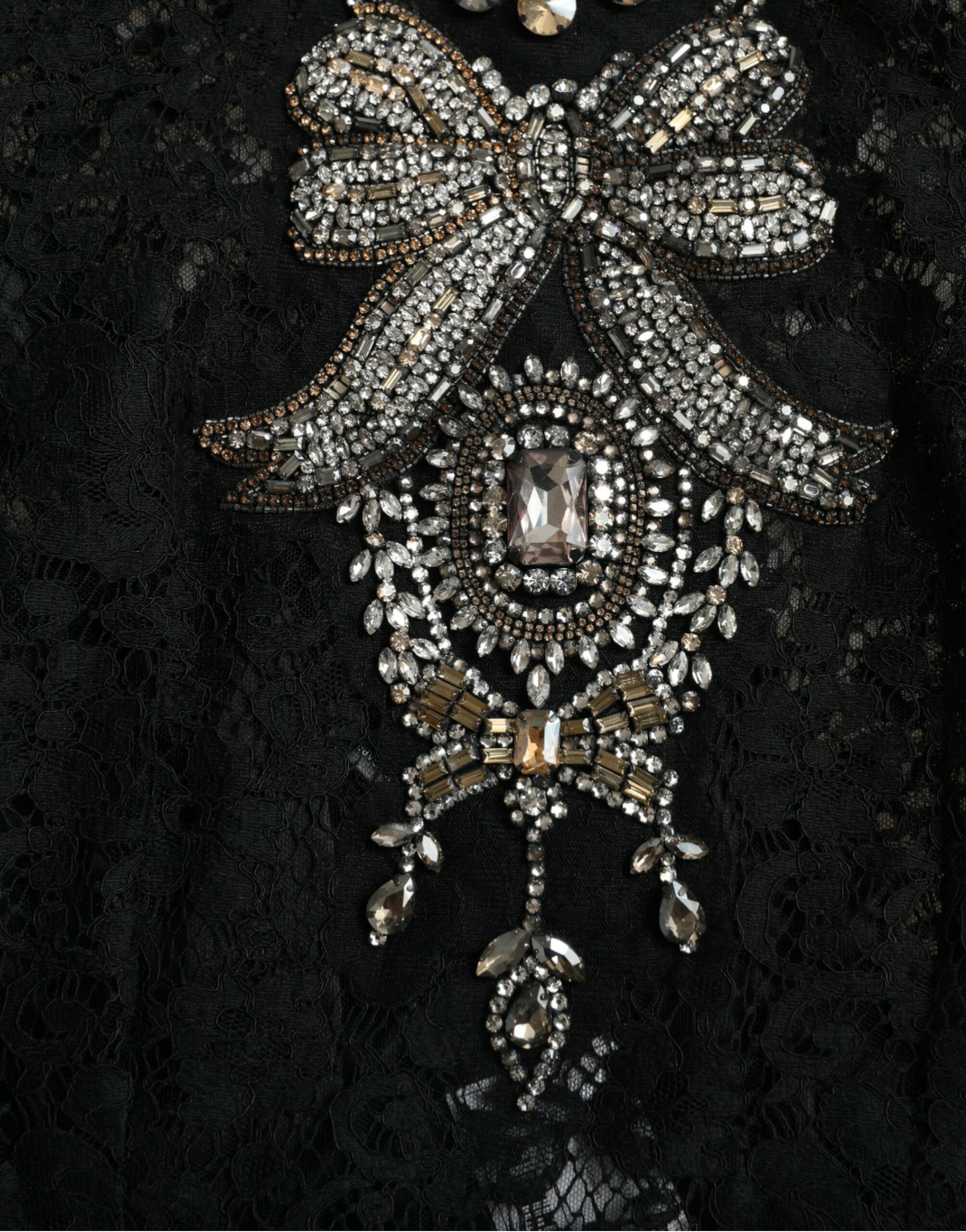 Dolce & Gabbana Black Lace Crystal Embellished Sheath Dress | Regal Royce