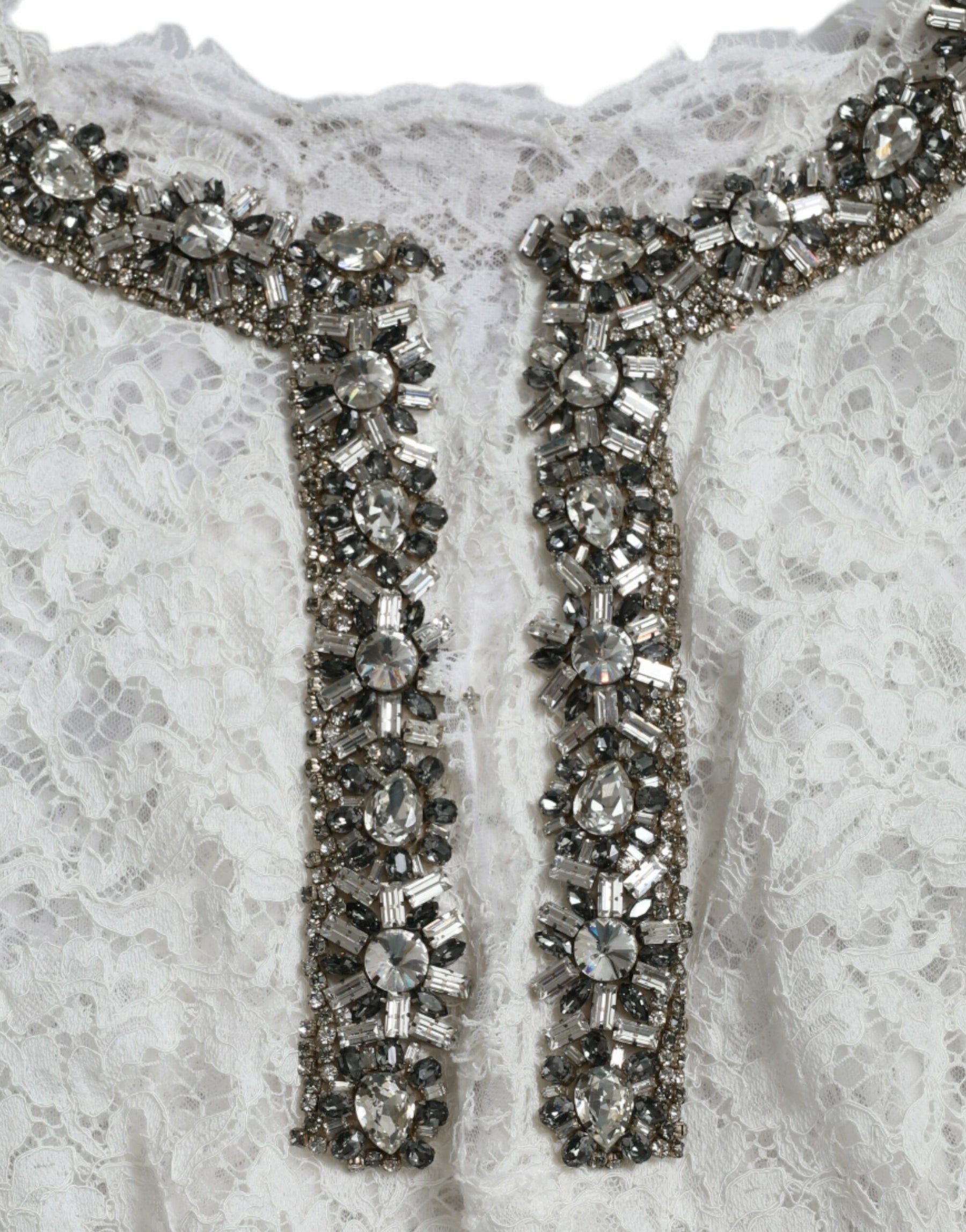Dolce & Gabbana White Lace Crystal Embellished Shift Dress | Regal Royce