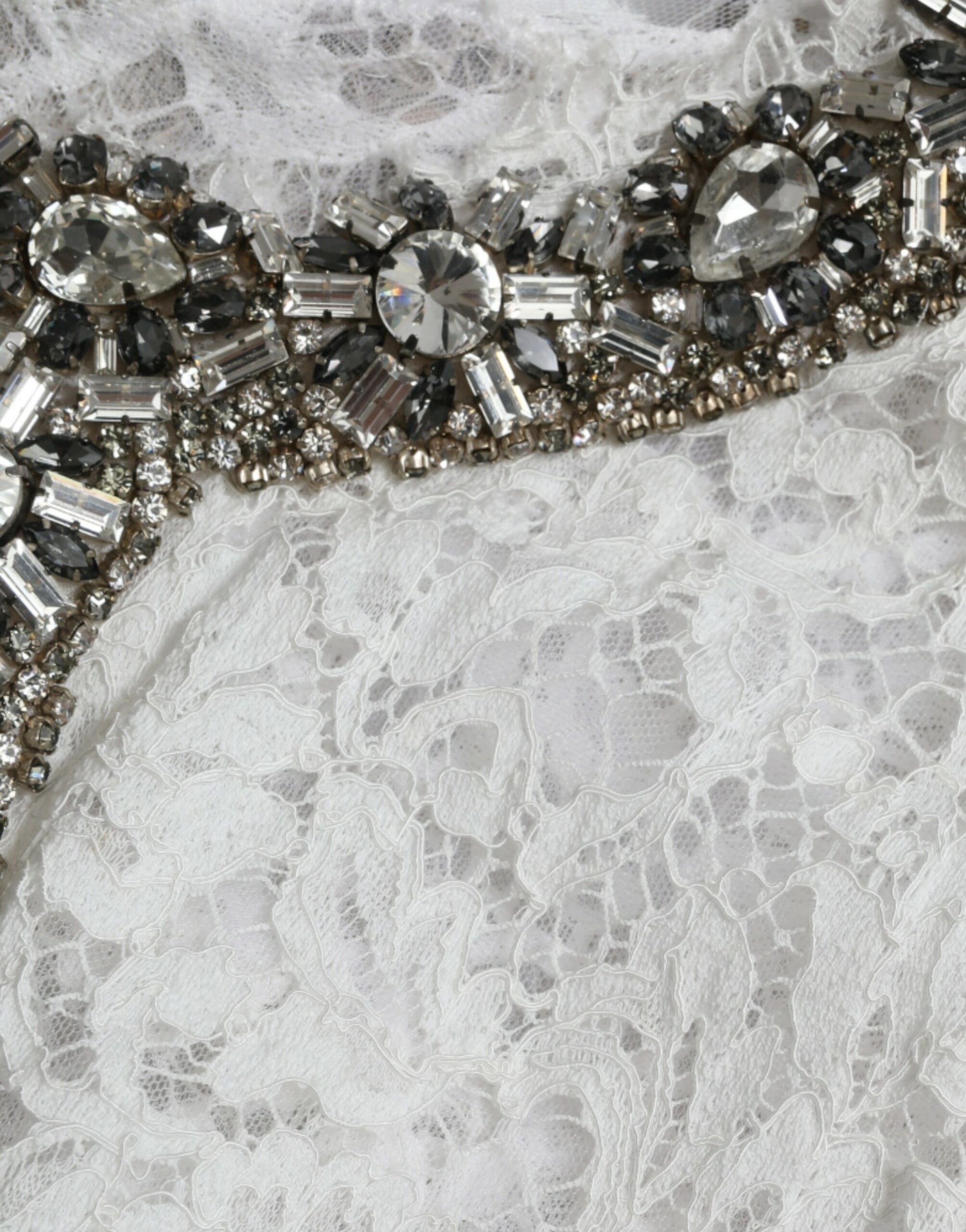 Dolce & Gabbana White Lace Crystal Embellished Shift Dress | Regal Royce