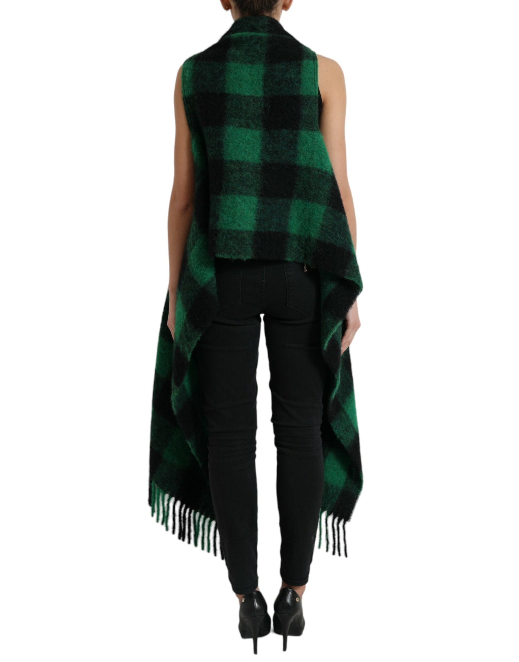 Dolce & Gabbana Black Green Buffalo Check Poncho Coat Jacket | Regal Royce
