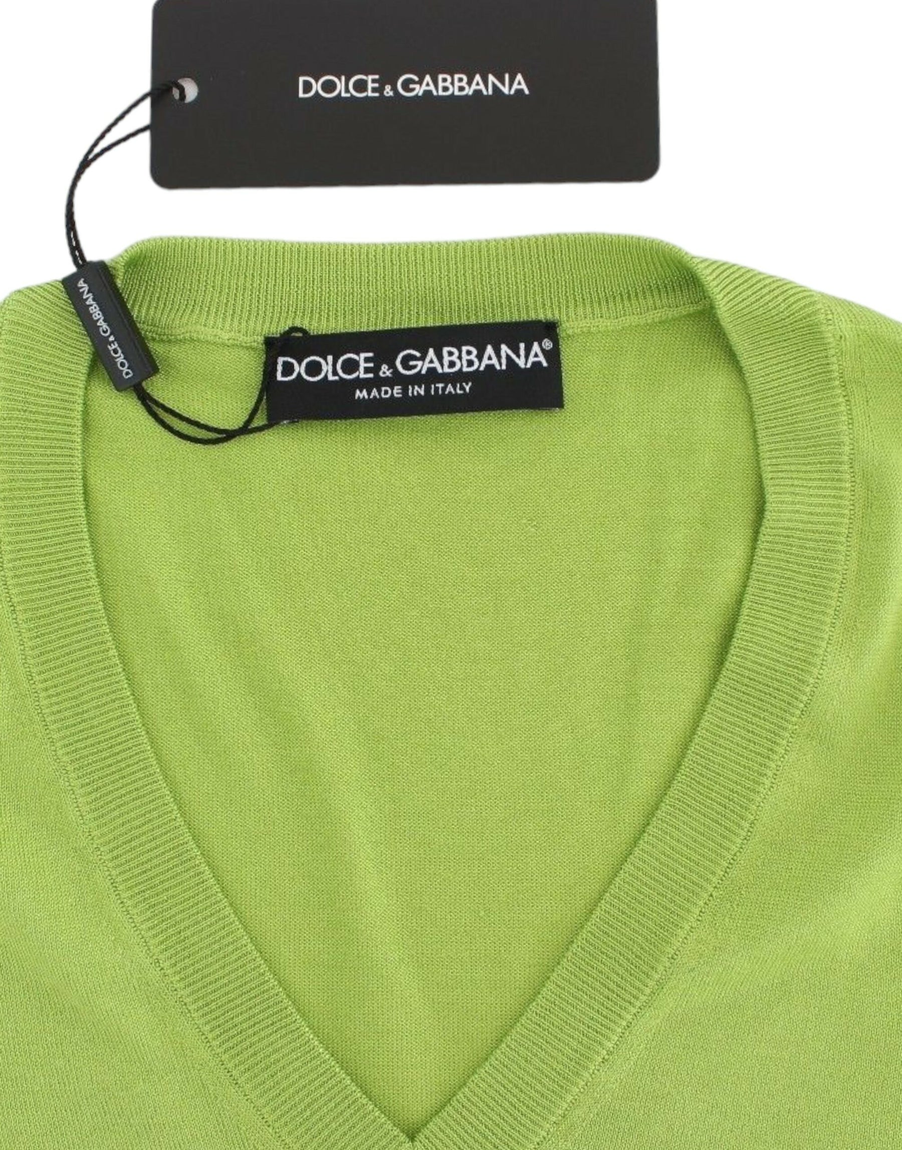 Dolce & Gabbana Green Wool V-neck Pullover Sweater Top | Regal Royce