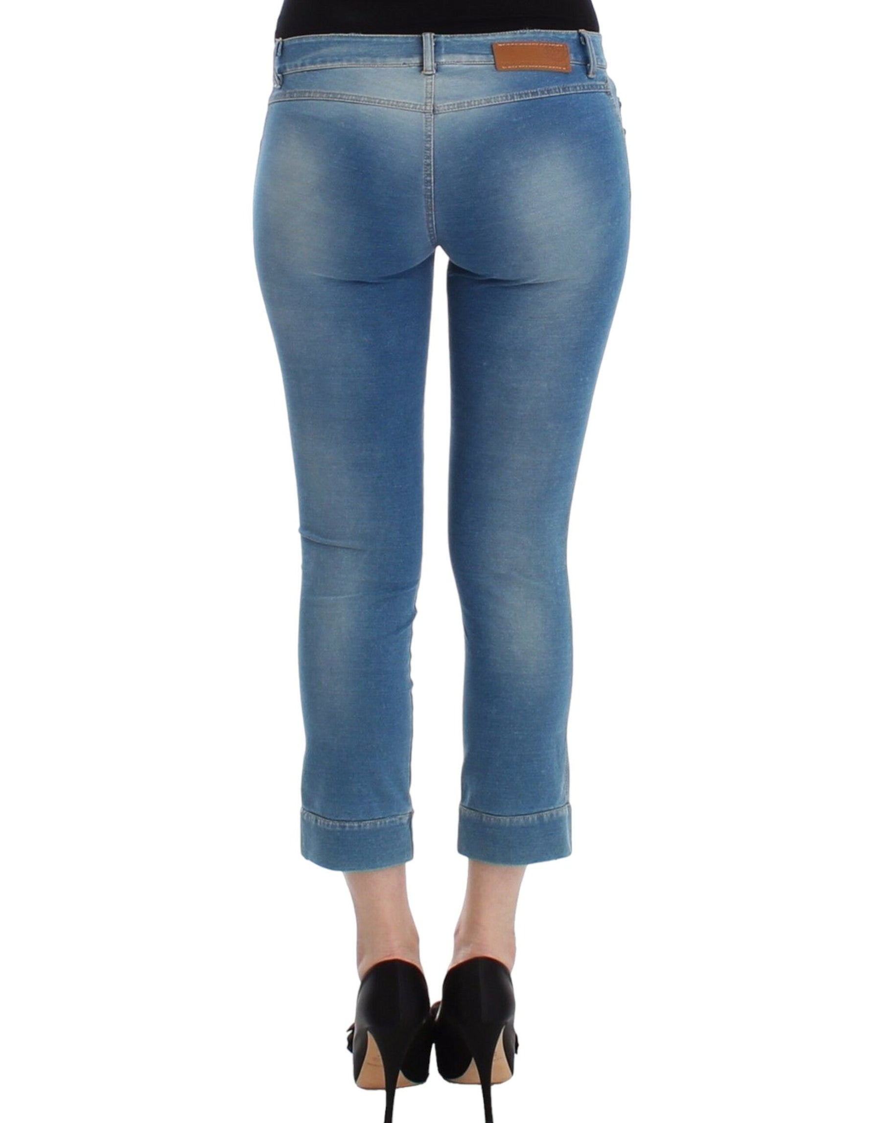 Ermanno Scervino Beachwear Blue Jeans Capri Pants Cropped | Regal Royce