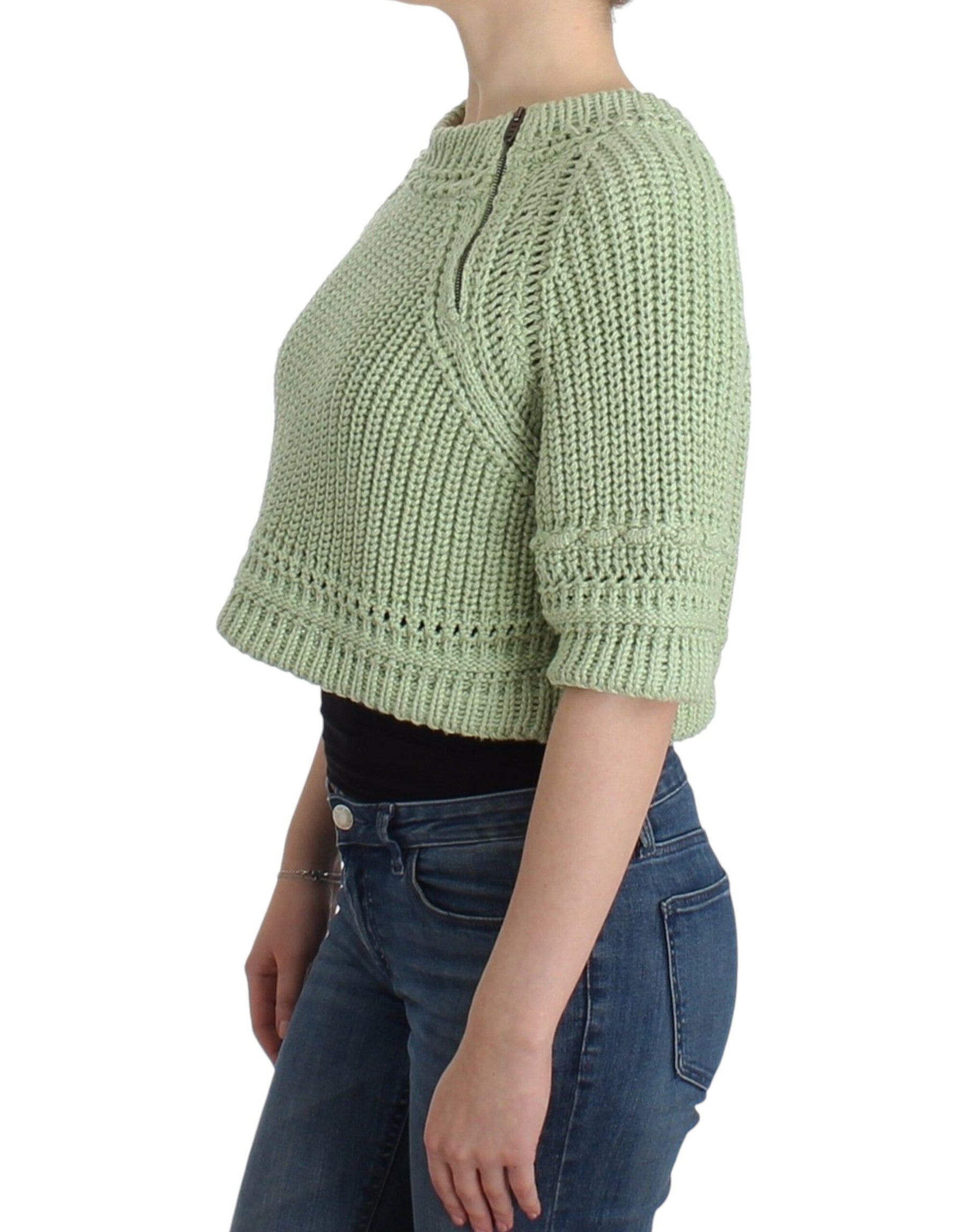 Ermanno Scervino Green Cropped Knit Sweater Knitted Jumper | Regal Royce