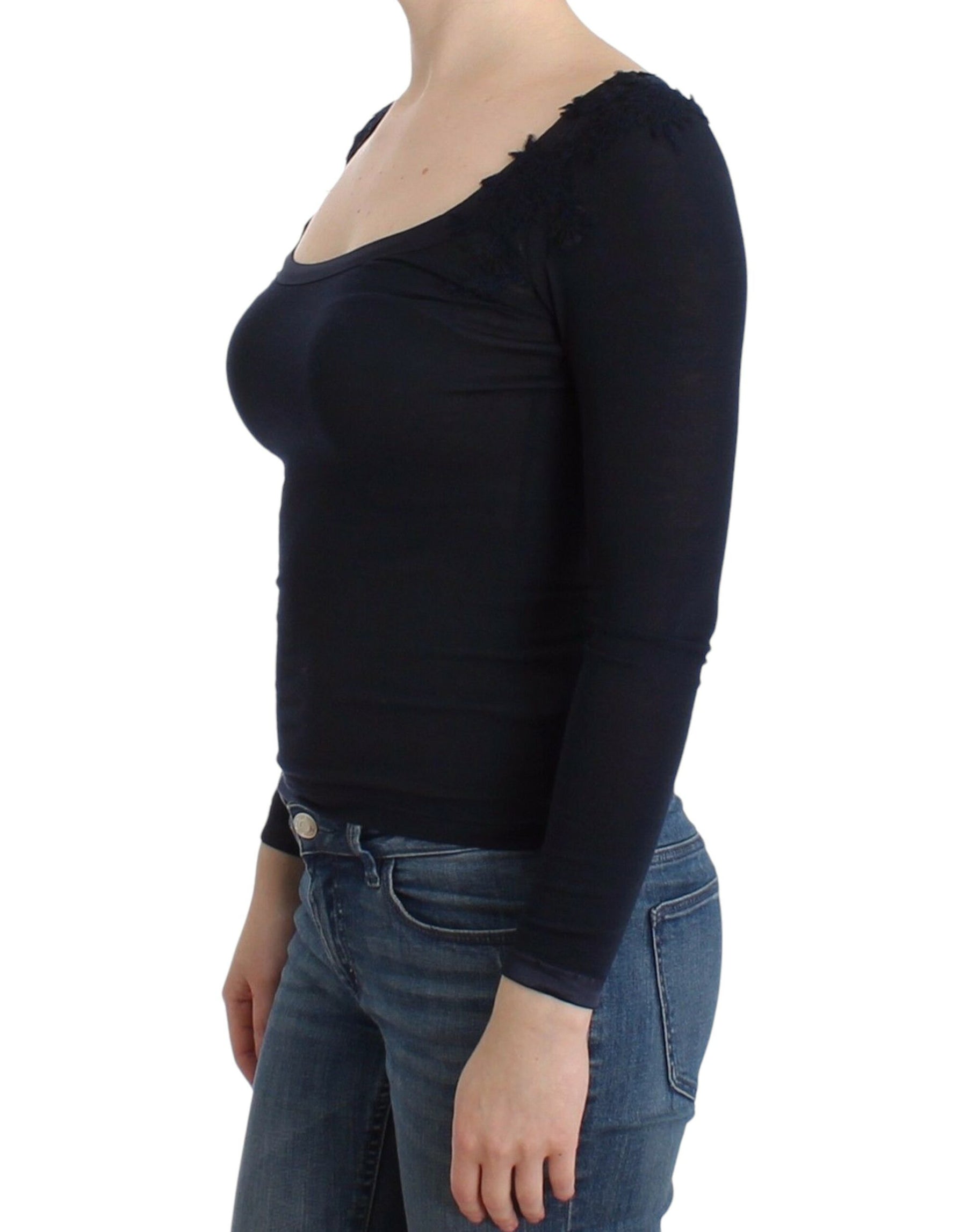 Ermanno Scervino Lingerie Blue Top Blouse Jumper Lace Rayon | Regal Royce