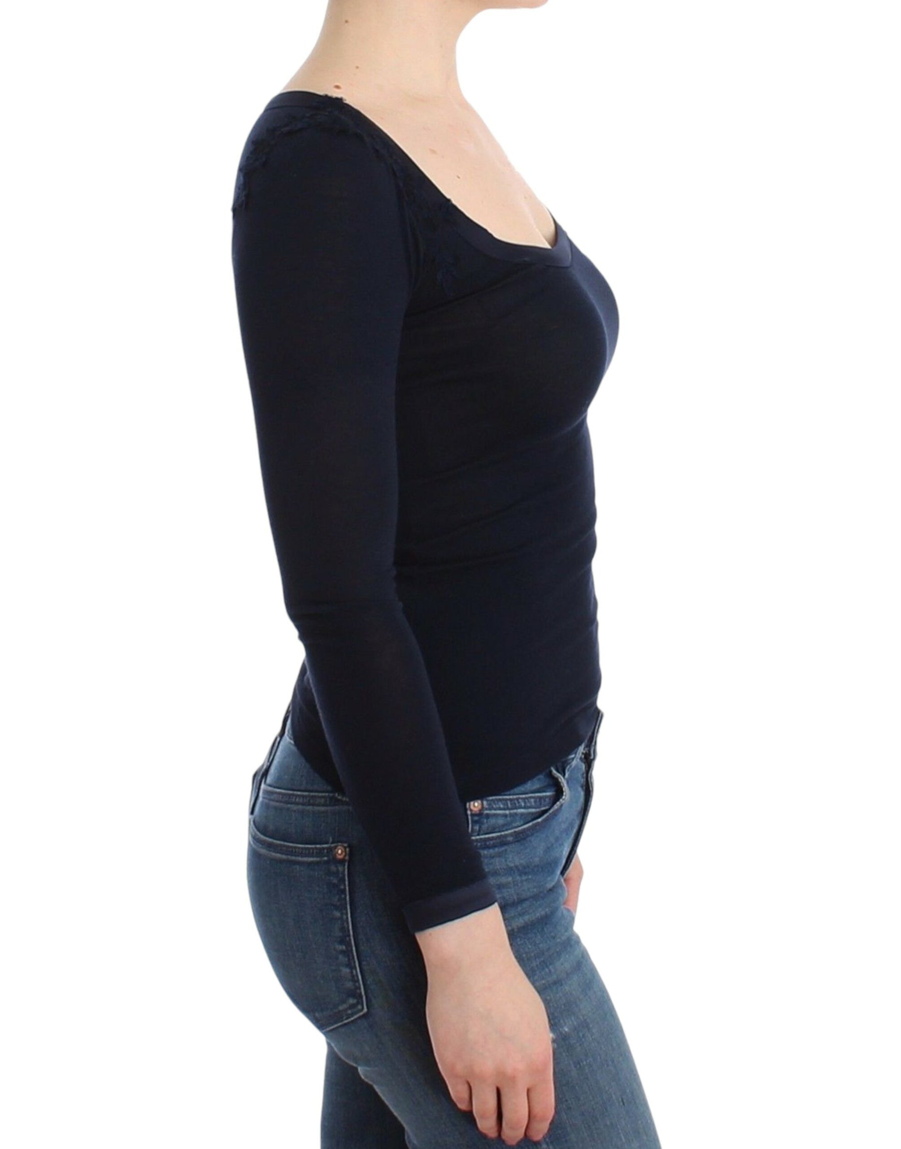 Ermanno Scervino Lingerie Blue Top Blouse Jumper Lace Rayon | Regal Royce