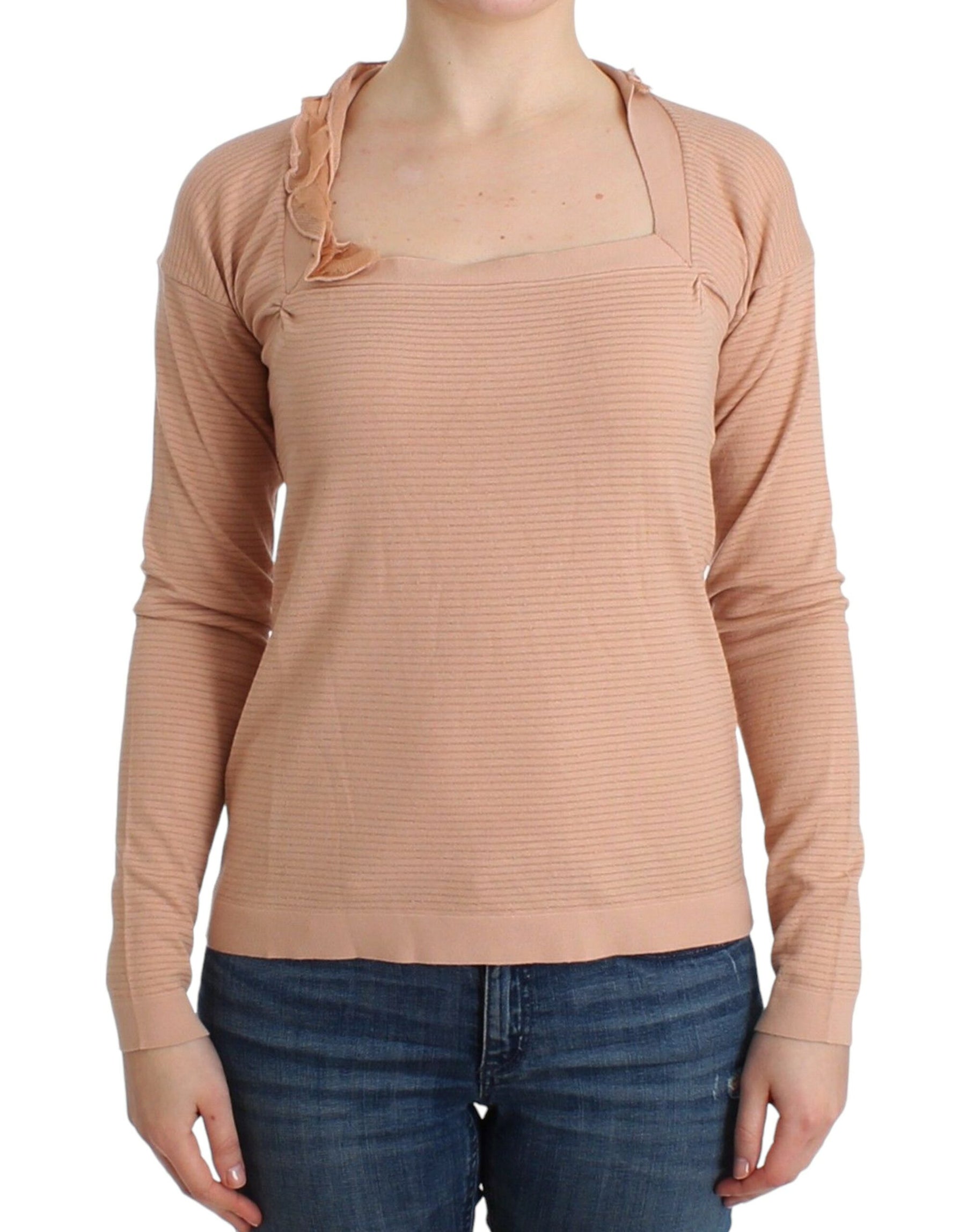 Ermanno Scervino Orange Wool Blend Striped Long Sleeve Top | Regal Royce