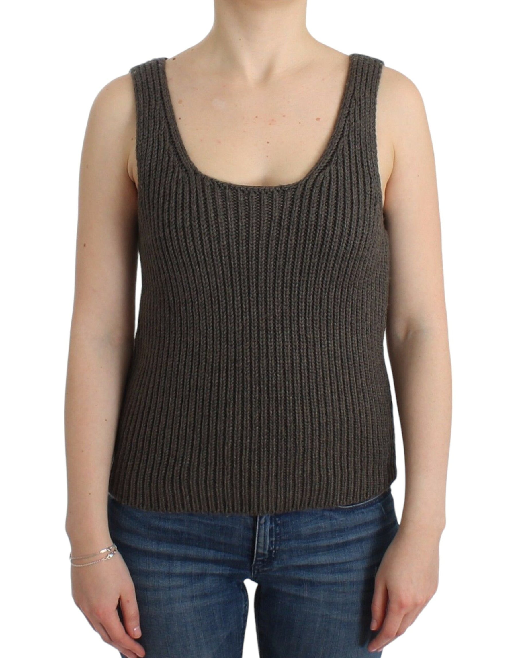 Ermanno Scervino Gray Knit Top Knitted Sweater Merino Wool | Regal Royce