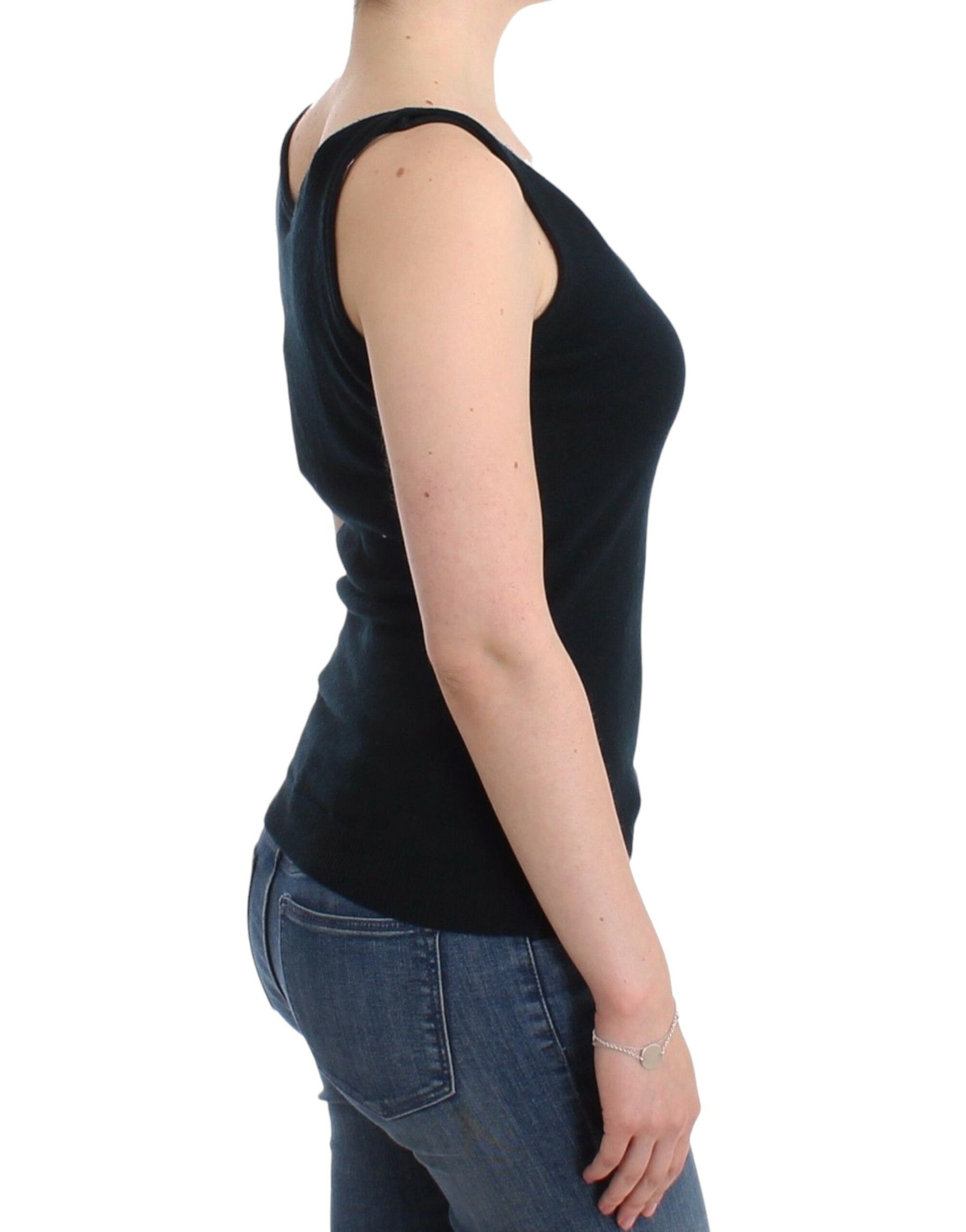 Ermanno Scervino Black Knit Top Knitted Sweater 100% Cashmere | Regal Royce