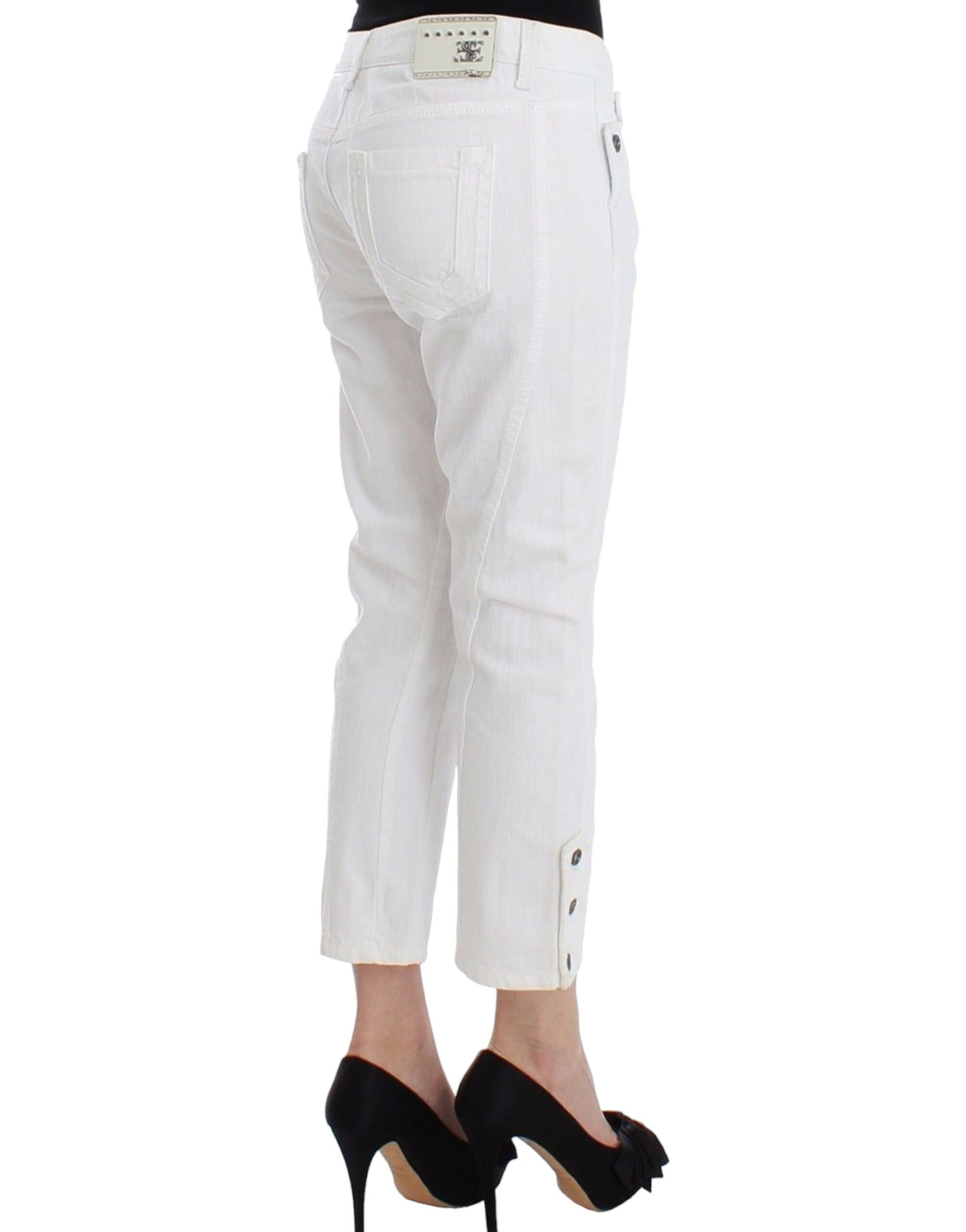 Ermanno Scervino White Cropped Jeans Denim Pants Branded Capri | Regal Royce