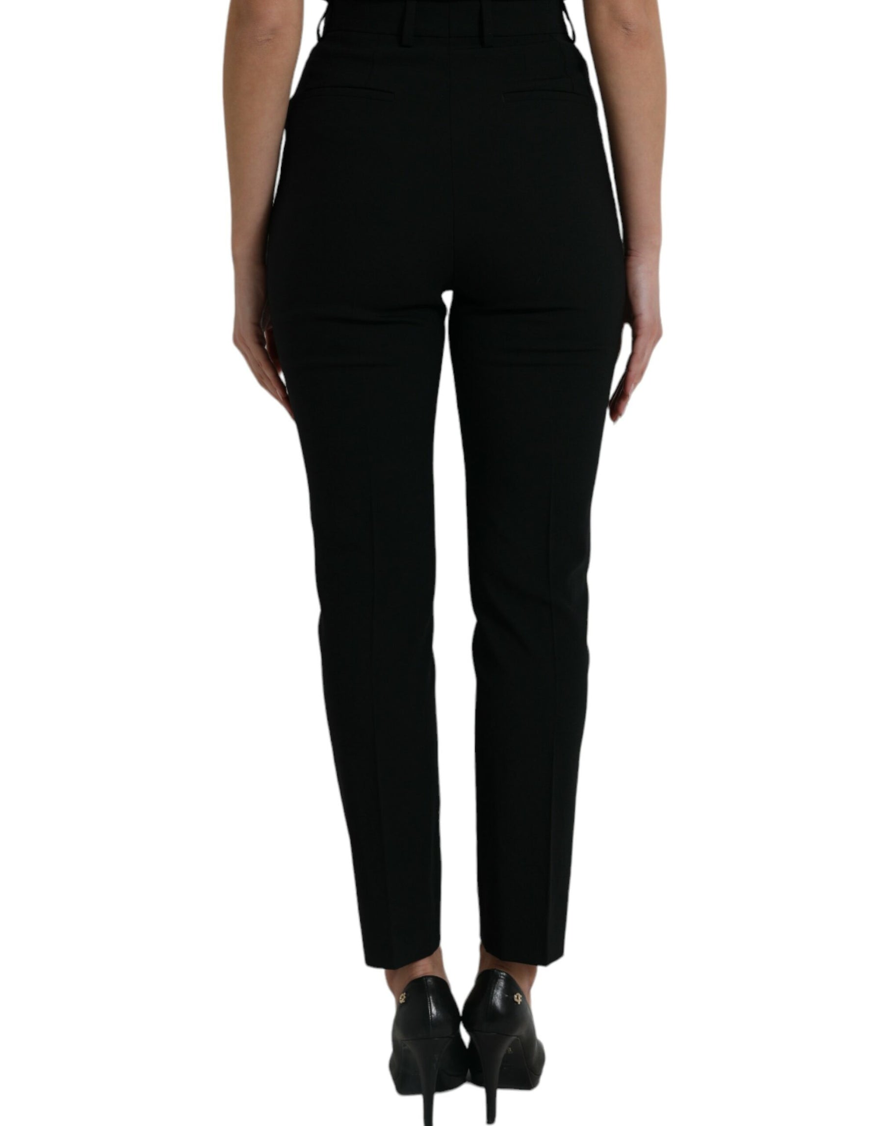 Dolce & Gabbana Black Wool High Waist Tapered Pants | Regal Royce