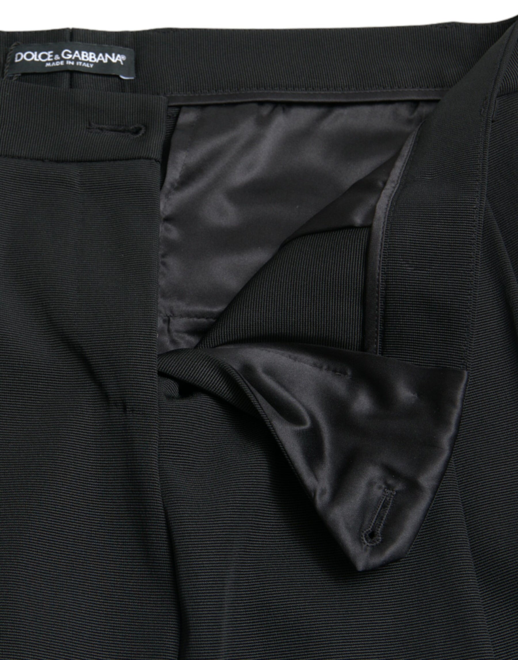 Dolce & Gabbana Black Wool High Waist Cropped Tapered Pants | Regal Royce