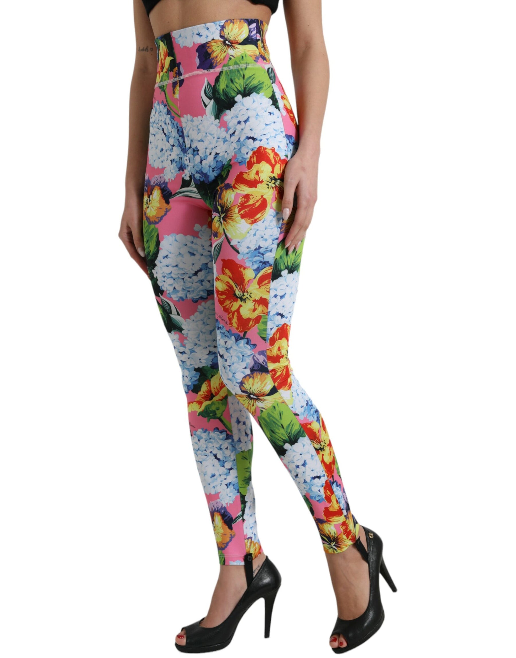 Dolce & Gabbana Multicolor Floral High Waist Leggings Pants | Regal Royce