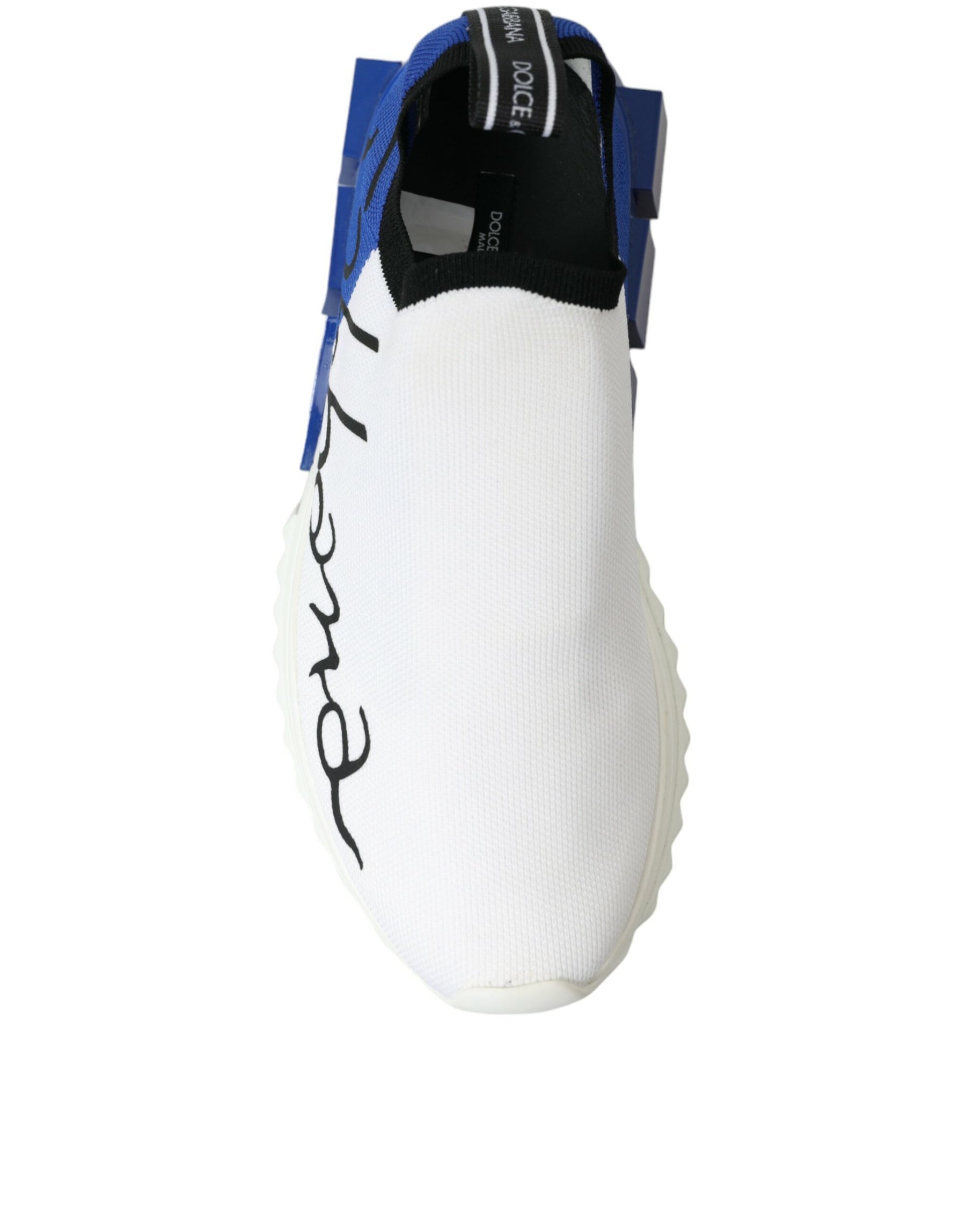 Dolce & Gabbana White Blue Sorrento Low Top Men Casual Sneakers Shoes | Regal Royce