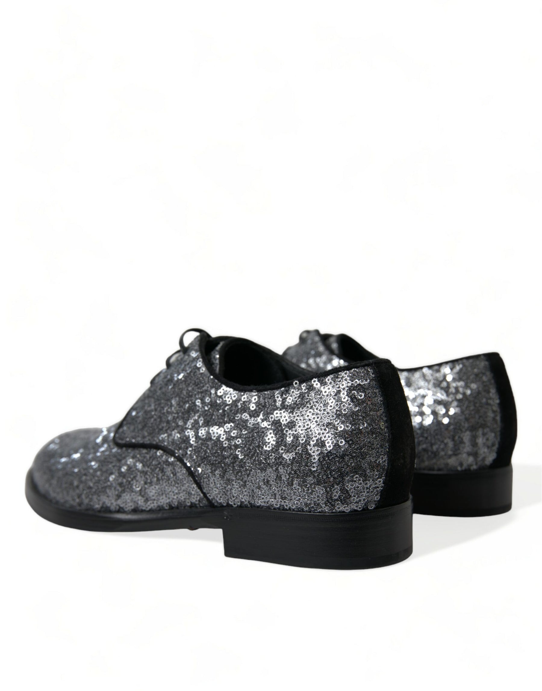 Dolce & Gabbana Silver Sequined Lace Up Men Derby Dress Shoes | Regal Royce