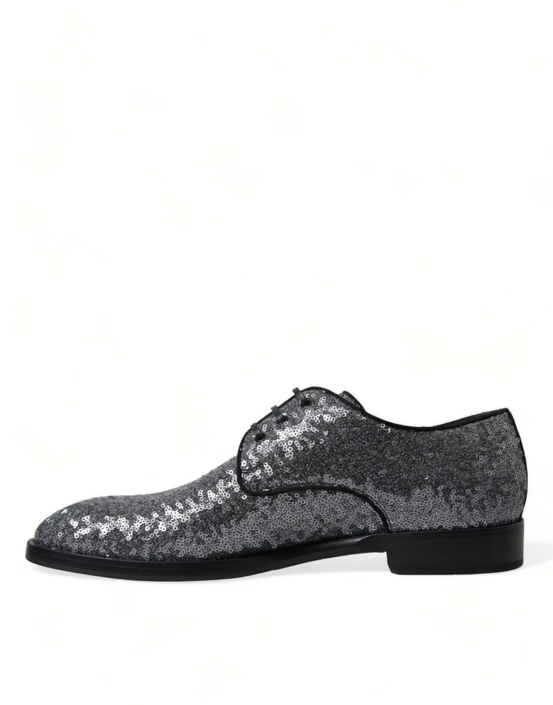 Dolce & Gabbana Silver Sequined Lace Up Men Derby Dress Shoes | Regal Royce