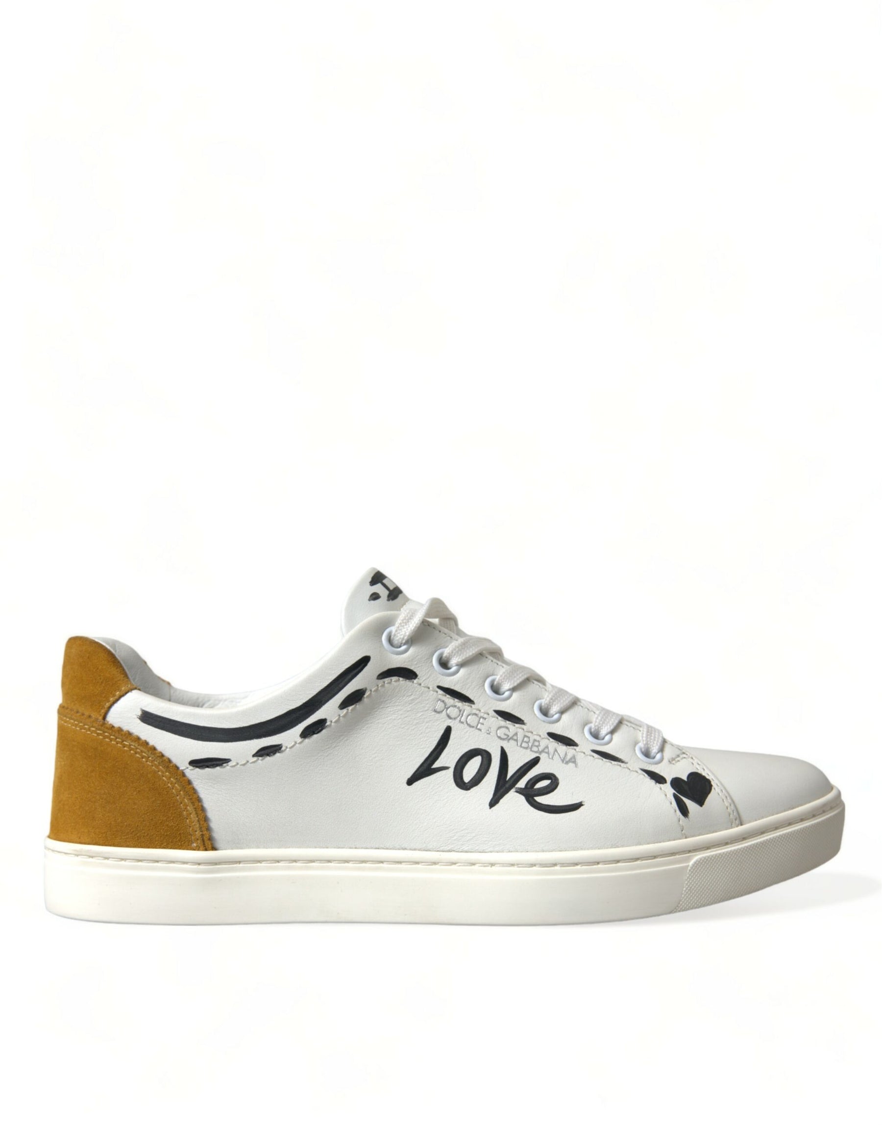 Dolce & Gabbana White Leather LOVE Milano Men Sneakers Shoes | Regal Royce
