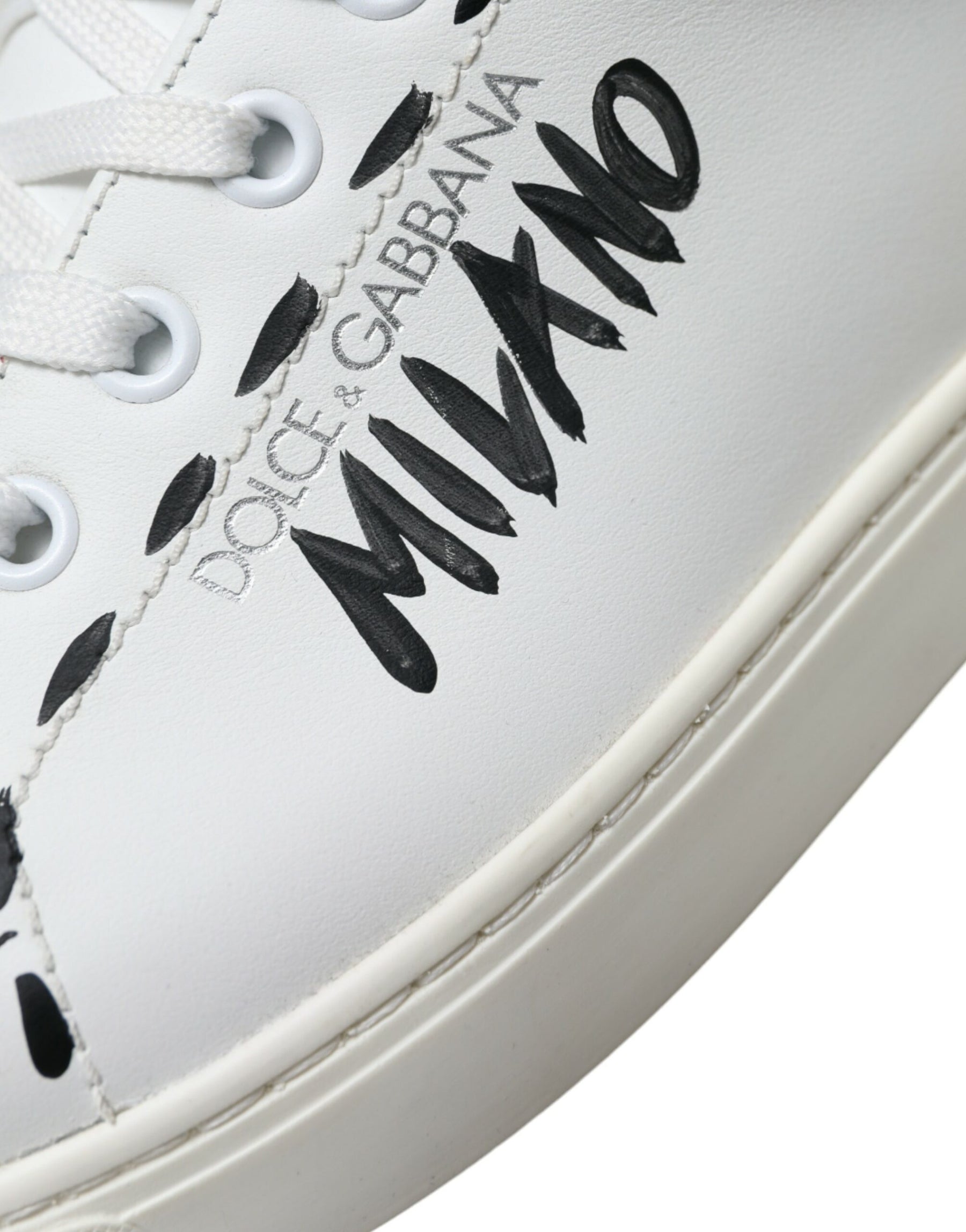 Dolce & Gabbana White Leather LOVE Milano Men Sneakers Shoes | Regal Royce
