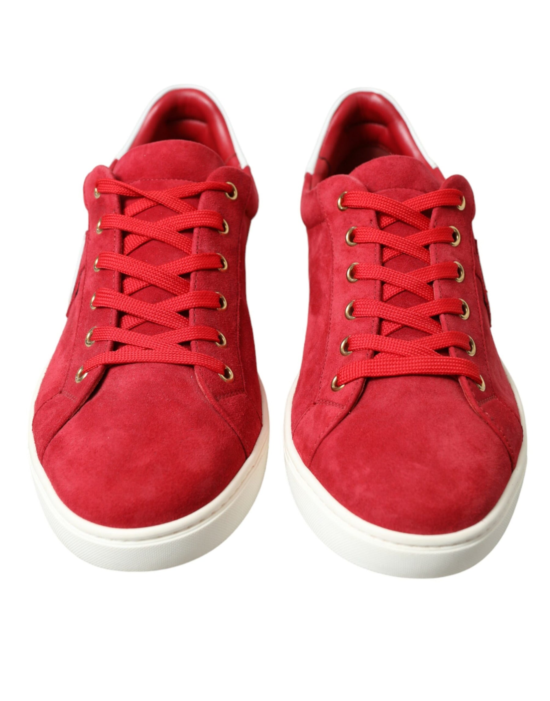 Dolce & Gabbana Red Suede Leather Men Low Top Sneakers Shoes | Regal Royce