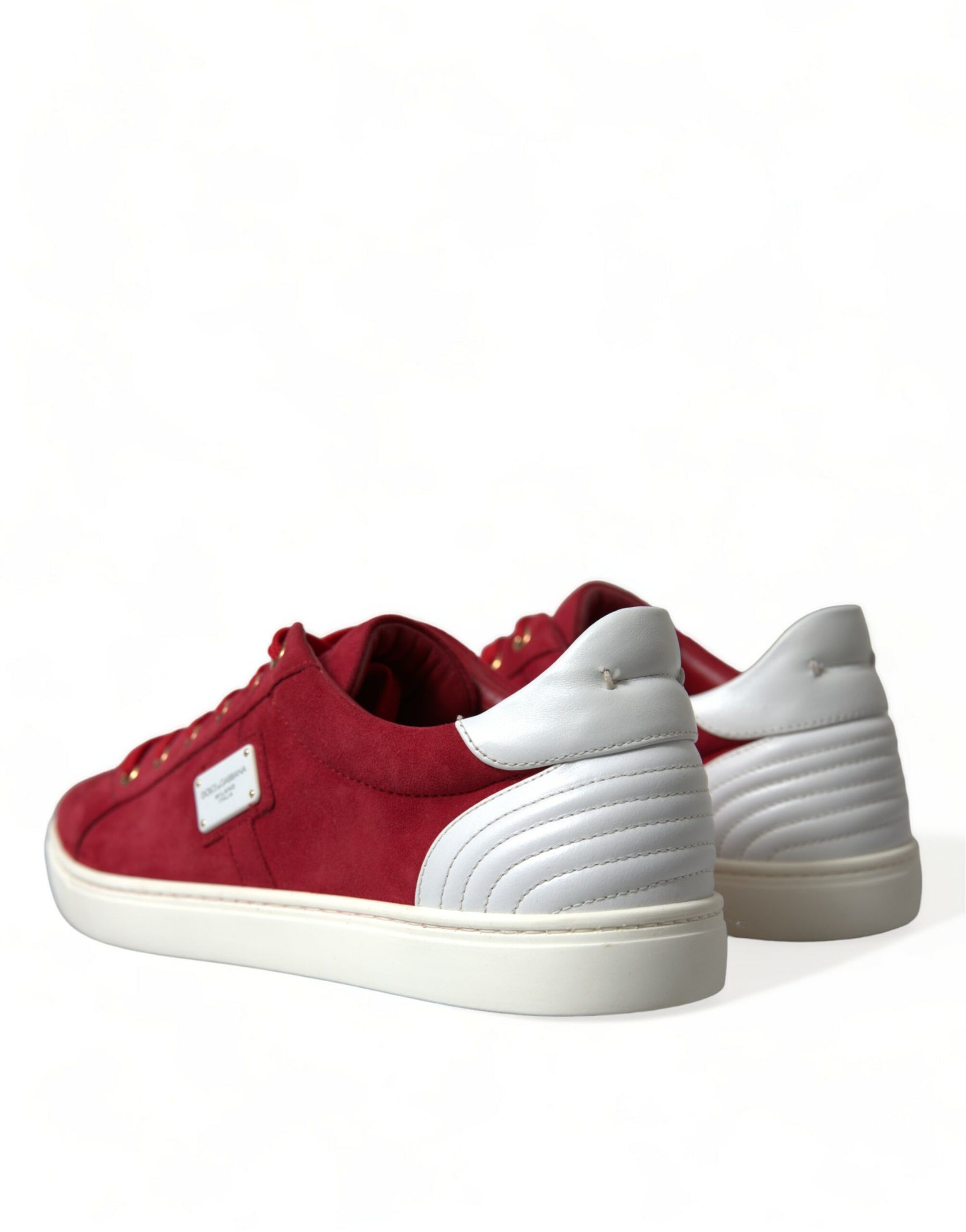 Dolce & Gabbana Red Suede Leather Men Low Top Sneakers Shoes | Regal Royce