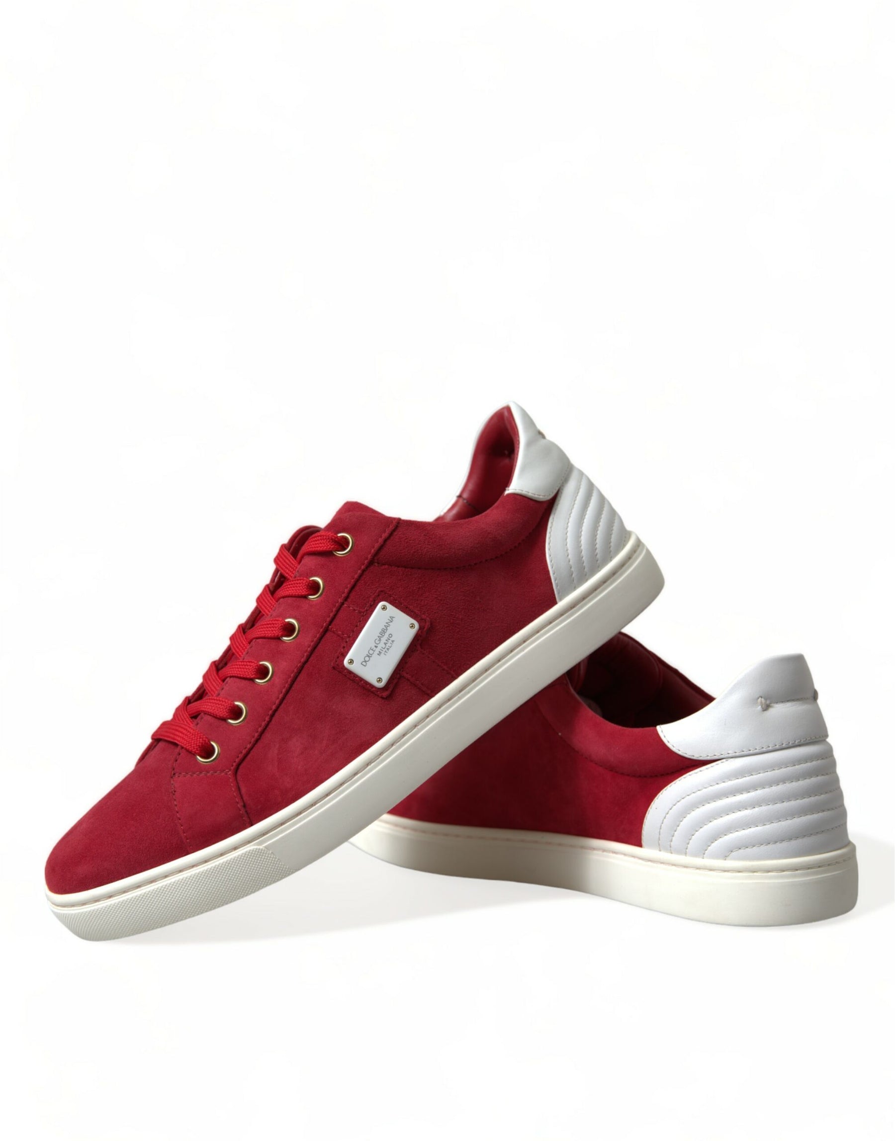 Dolce & Gabbana Red Suede Leather Men Low Top Sneakers Shoes | Regal Royce