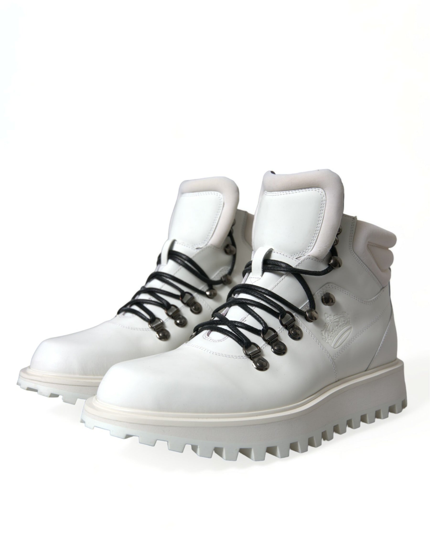 Dolce & Gabbana White Vulcano Trekking Ankle Boots Shoes | Regal Royce