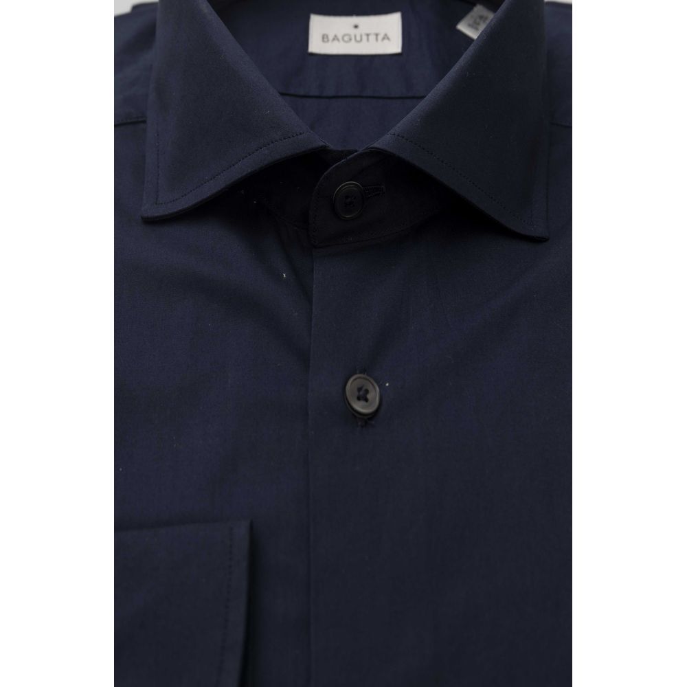 Bagutta Blue Cotton Men's Slim Shirt | Regal Royce