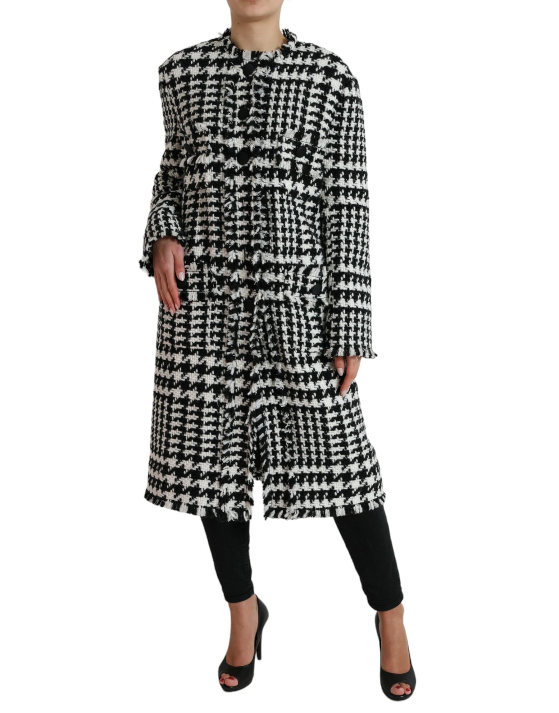 Dolce & Gabbana Black White Houndstooth Trench Coat Jacket | Regal Royce