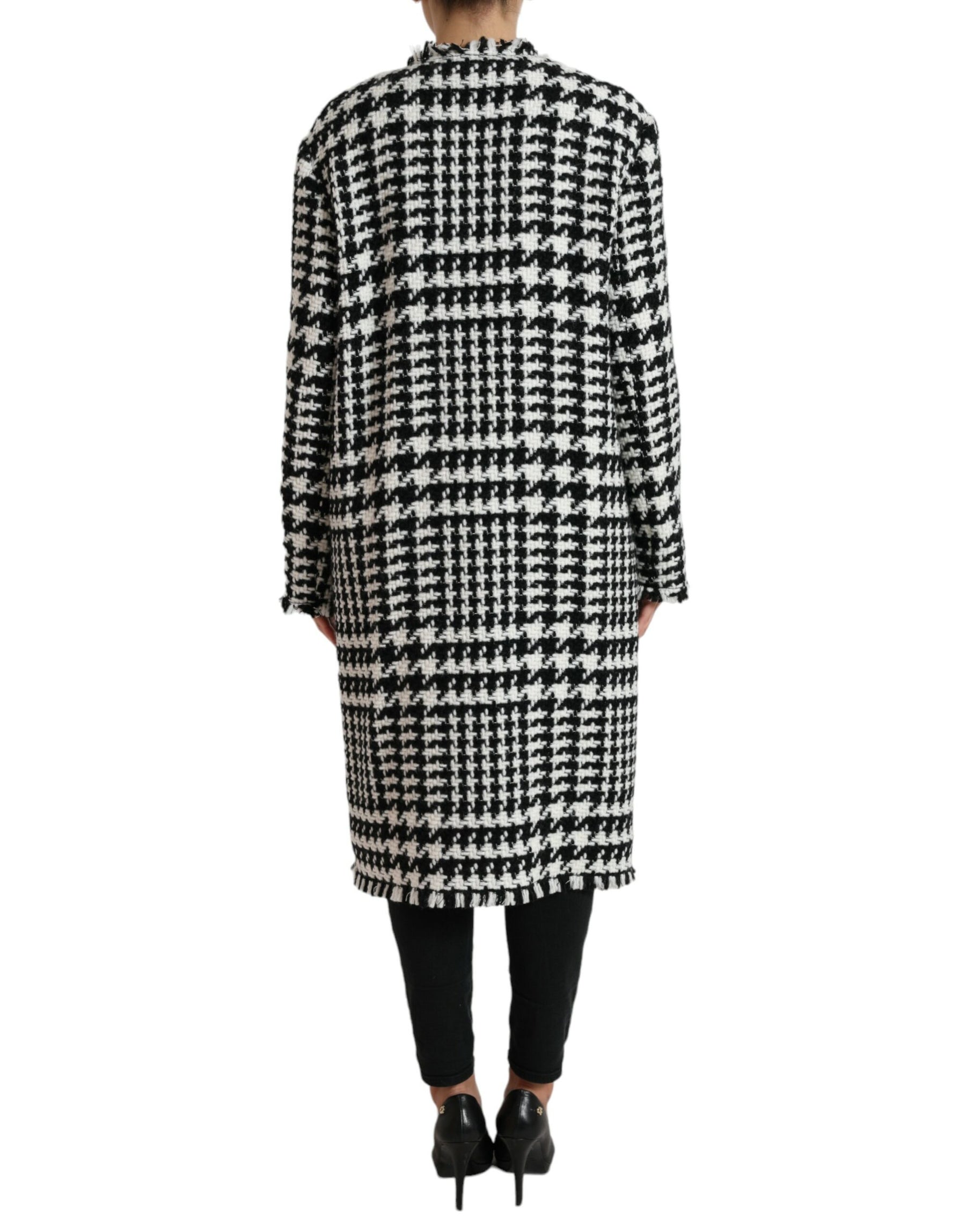 Dolce & Gabbana Black White Houndstooth Trench Coat Jacket | Regal Royce