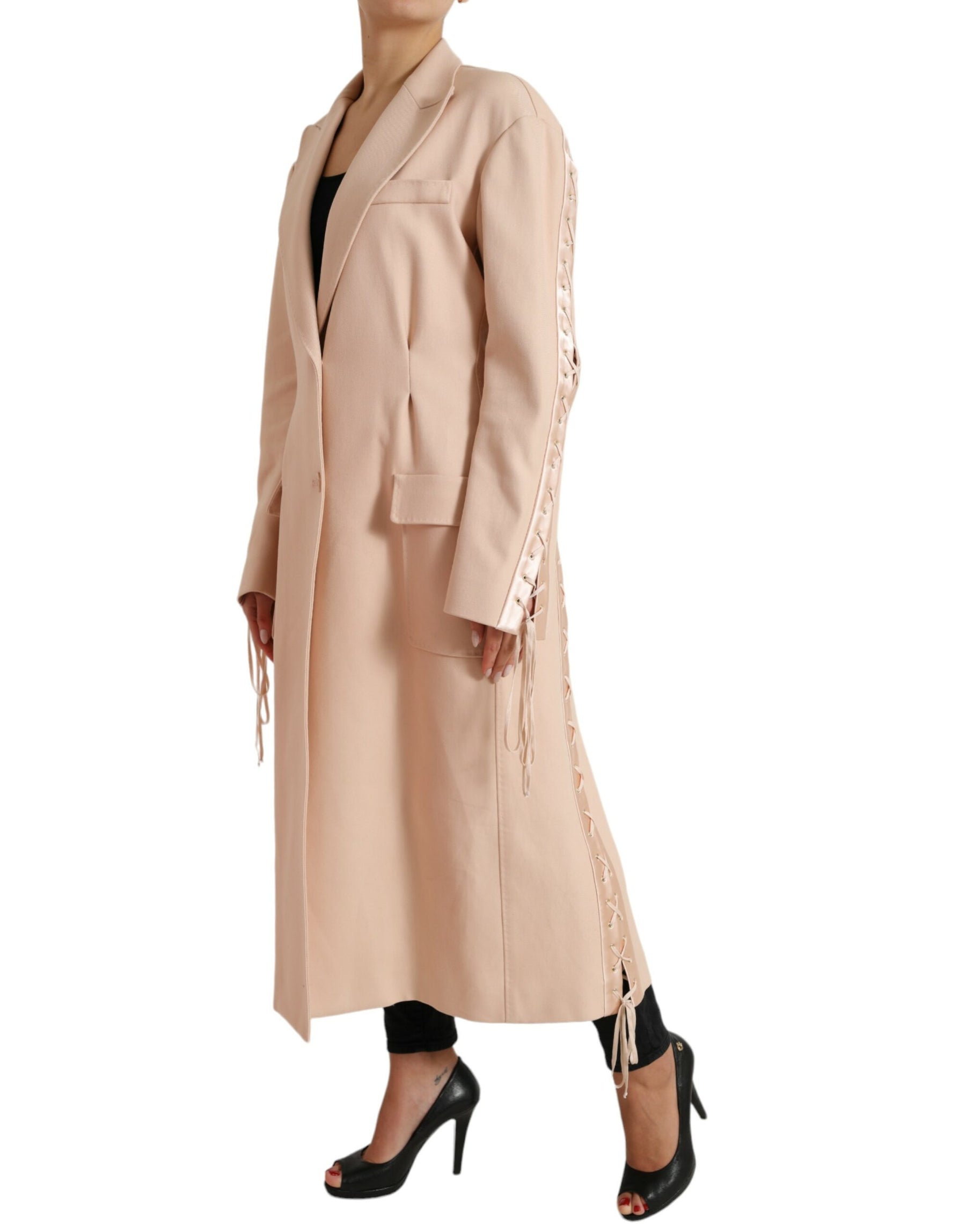 Dolce & Gabbana Beige Cotton Single Breasted Long Coat Jacket | Regal Royce