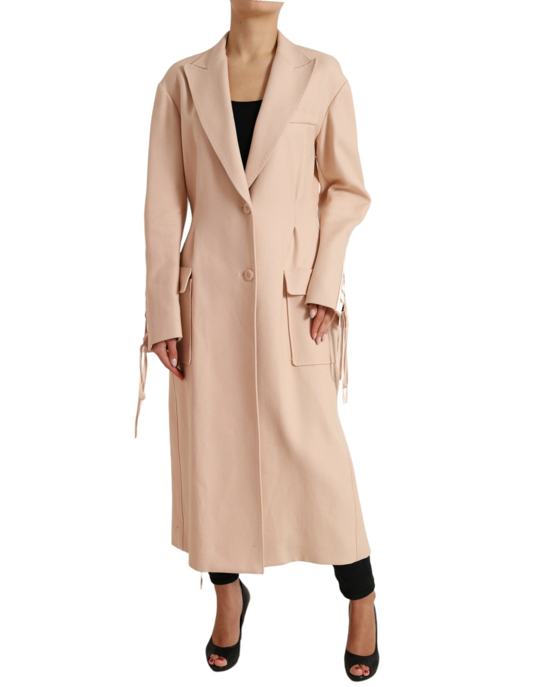 Dolce & Gabbana Beige Cotton Single Breasted Long Coat Jacket | Regal Royce