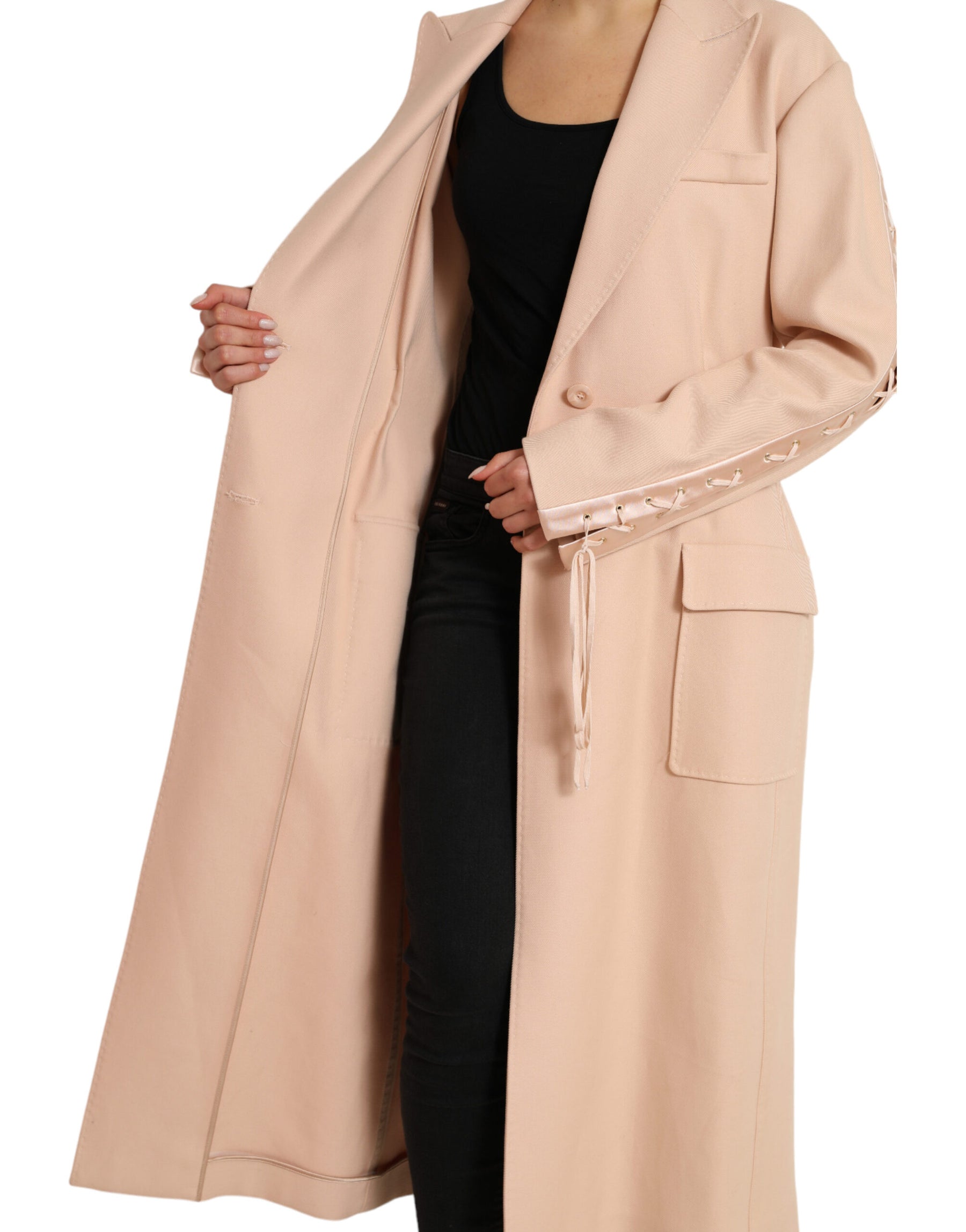 Dolce & Gabbana Beige Cotton Single Breasted Long Coat Jacket | Regal Royce