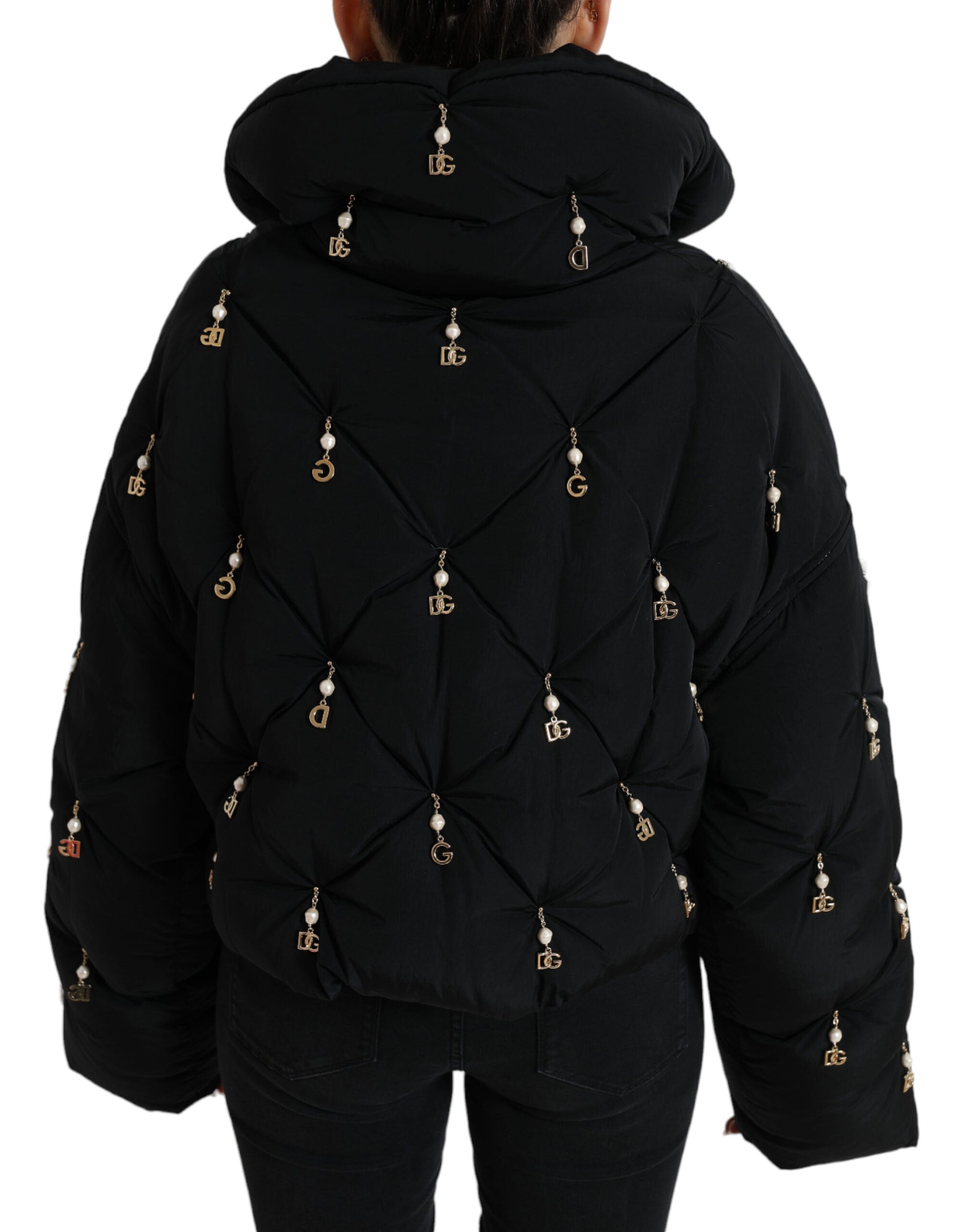 Dolce & Gabbana Black Embellished Quilted Shell Bomber Jacket | Regal Royce