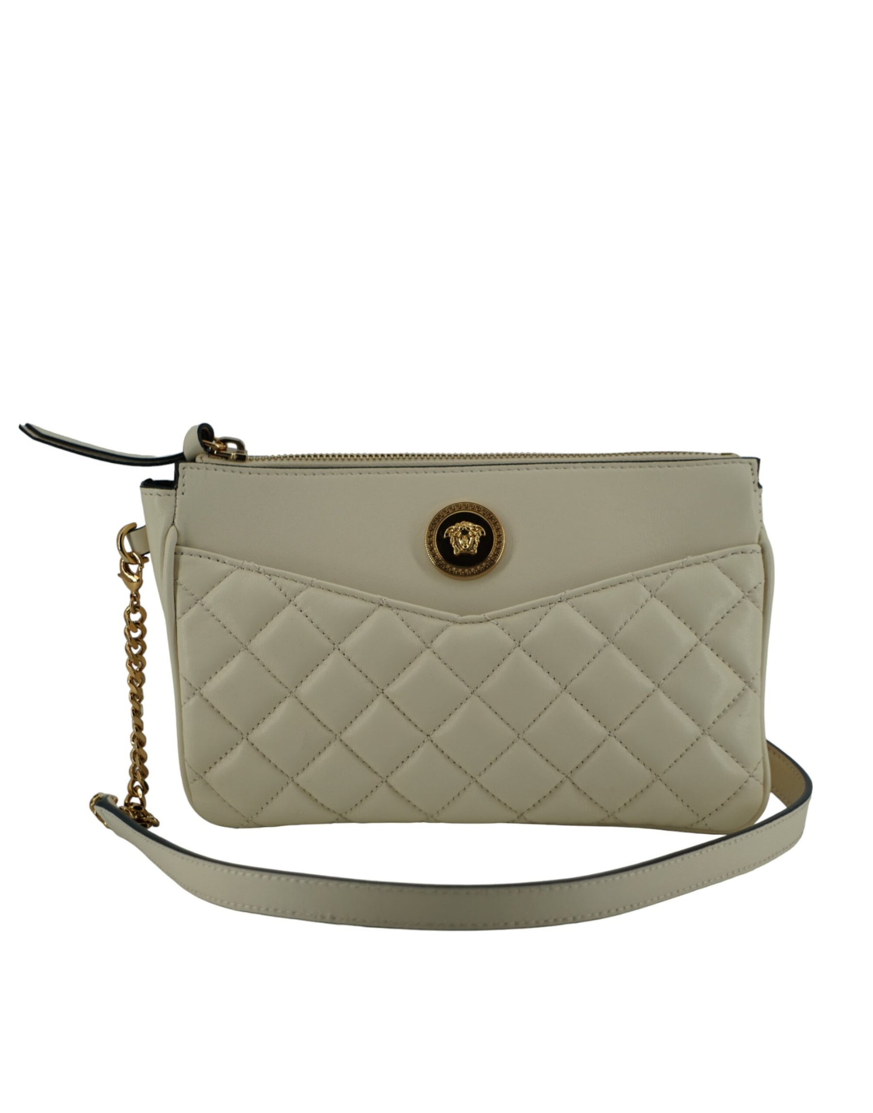 Versace White Lamb Leather Pouch Crossbody Bag | Regal Royce