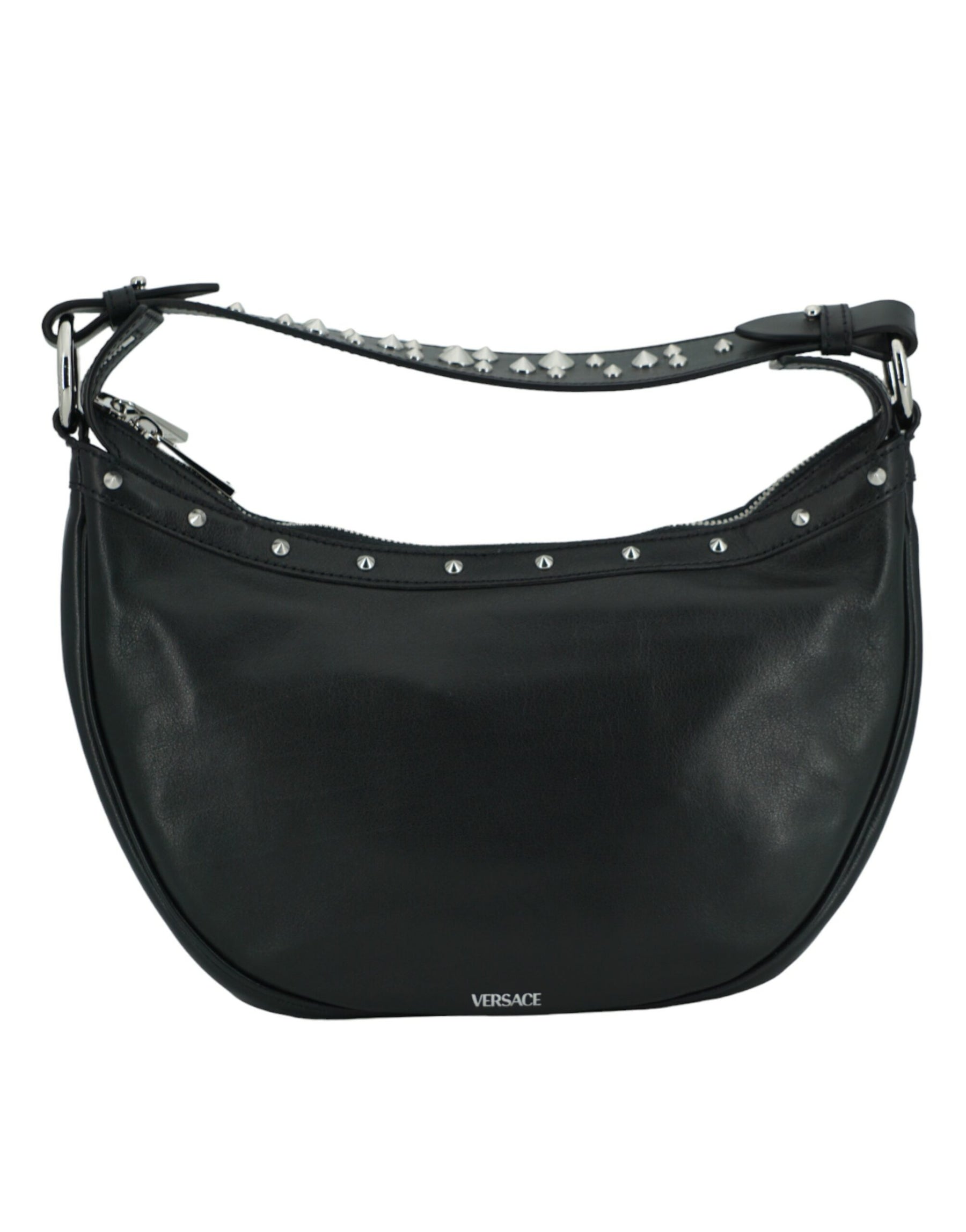 Versace Black Calf Leather Small Hobo Shoulder Bag | Regal Royce
