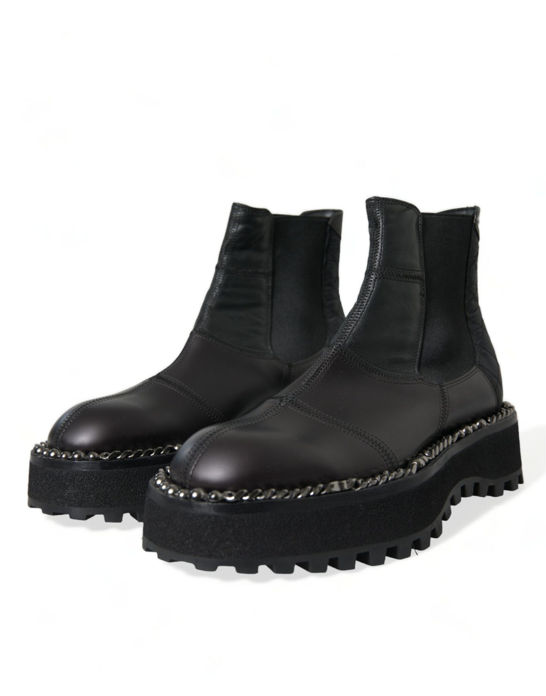 Dolce & Gabbana Black Leather Slip On Stretch Chelsea Boots Shoes | Regal Royce