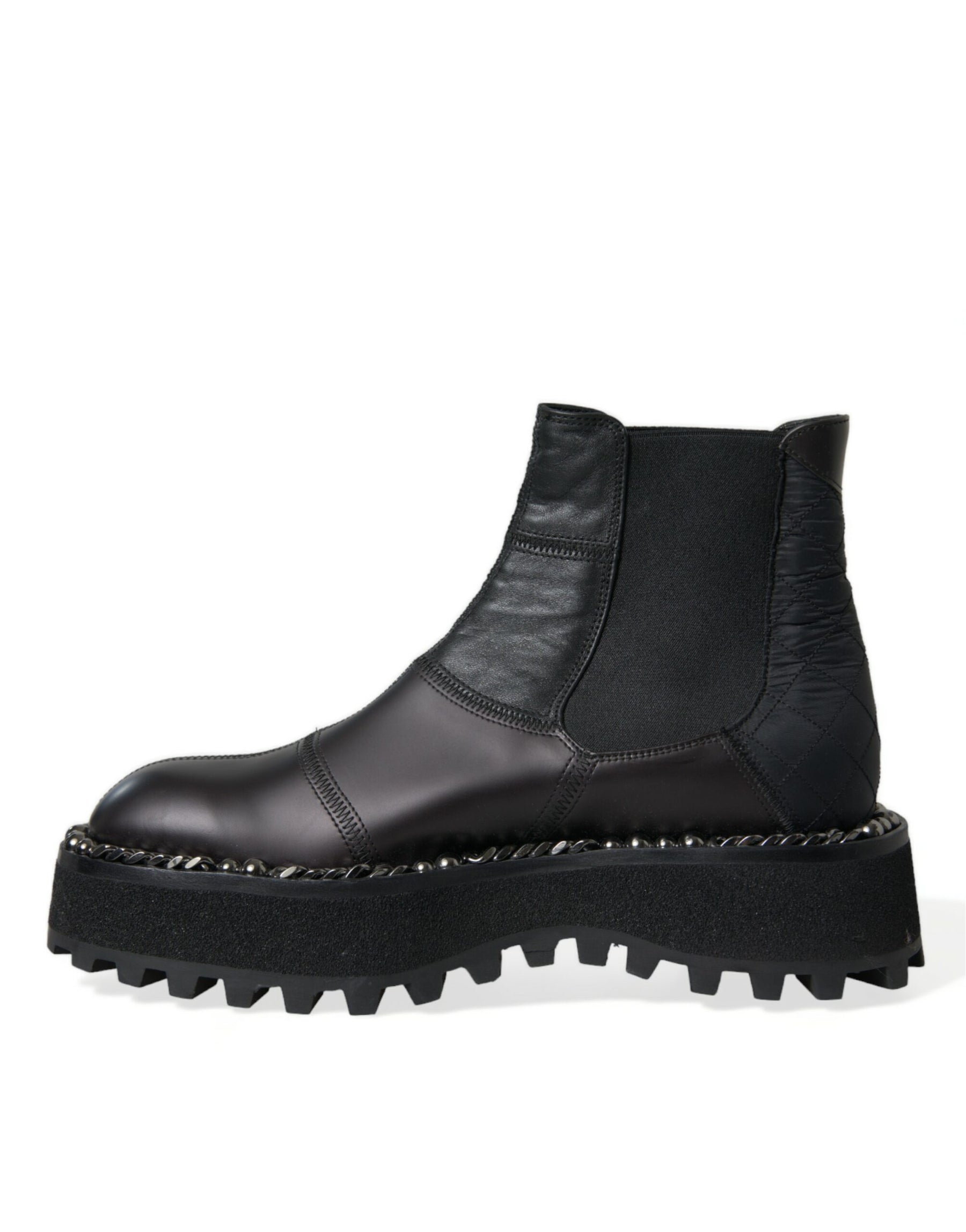 Dolce & Gabbana Black Leather Slip On Stretch Chelsea Boots Shoes | Regal Royce